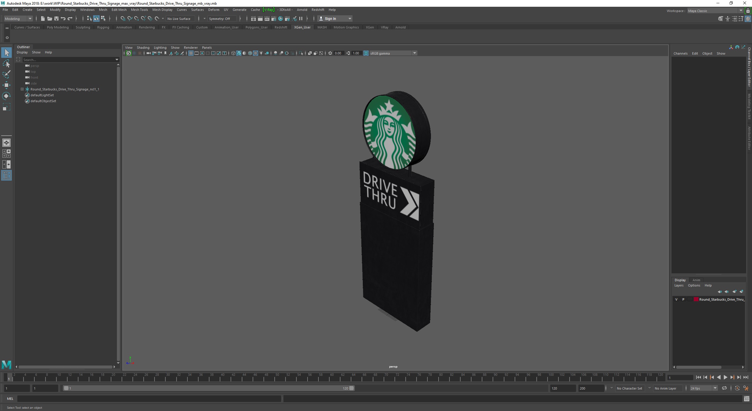 Round Starbucks Drive Thru Signage 3D model