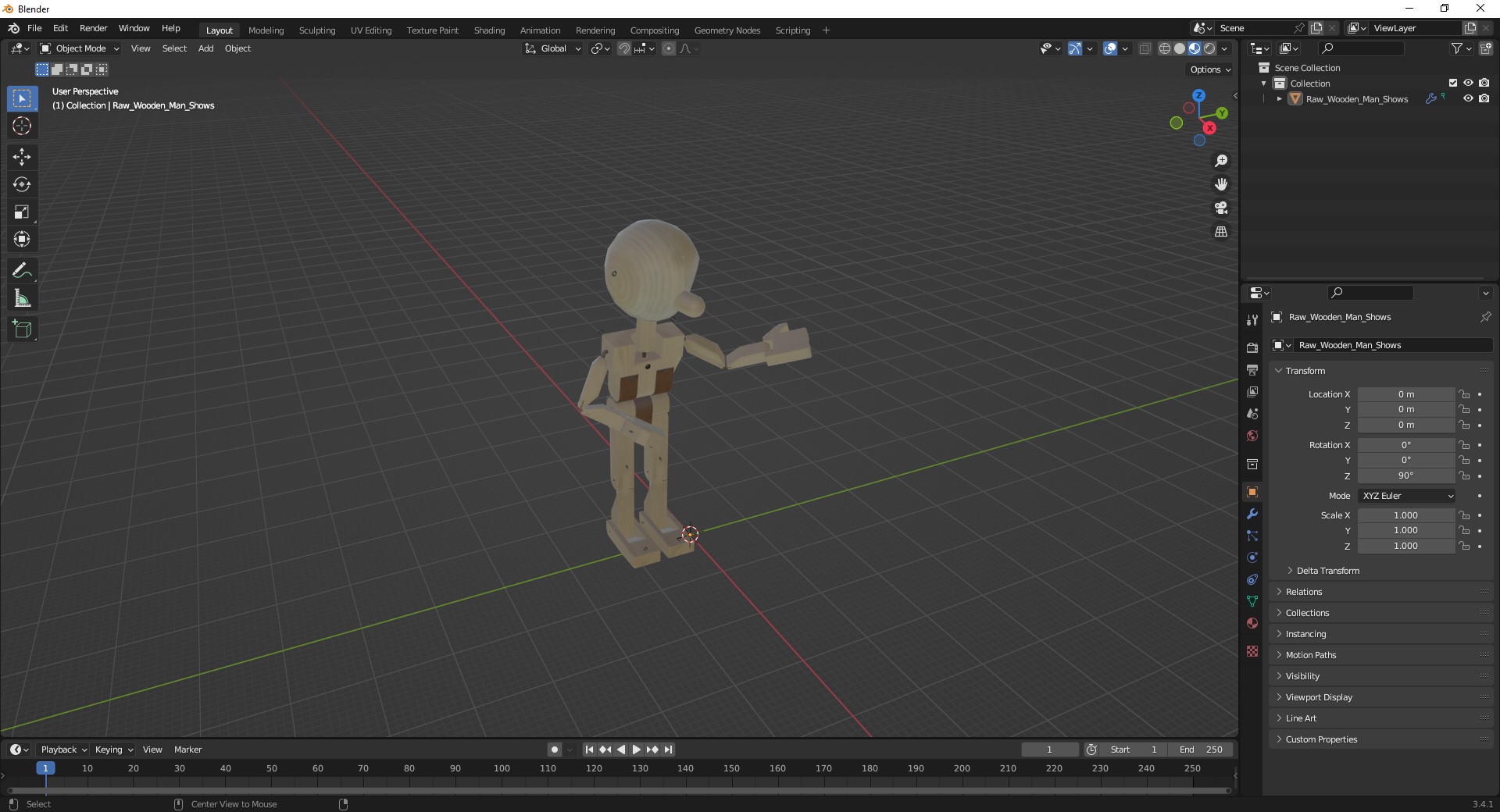 3D model Raw Wooden Man Shows