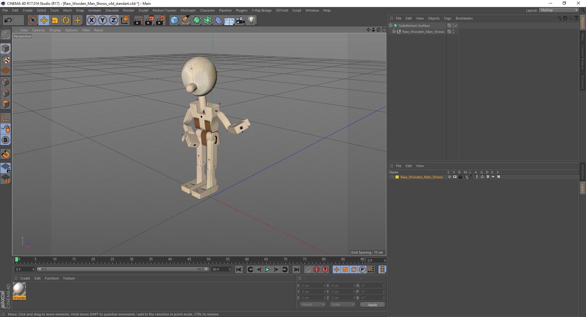 3D model Raw Wooden Man Shows