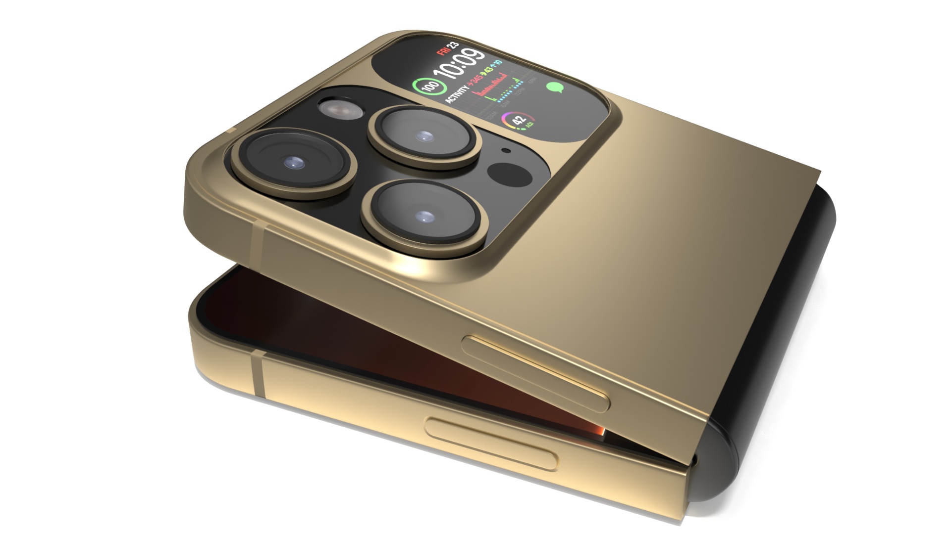 3D model Foldable iPhone Radiant Gold Rigged