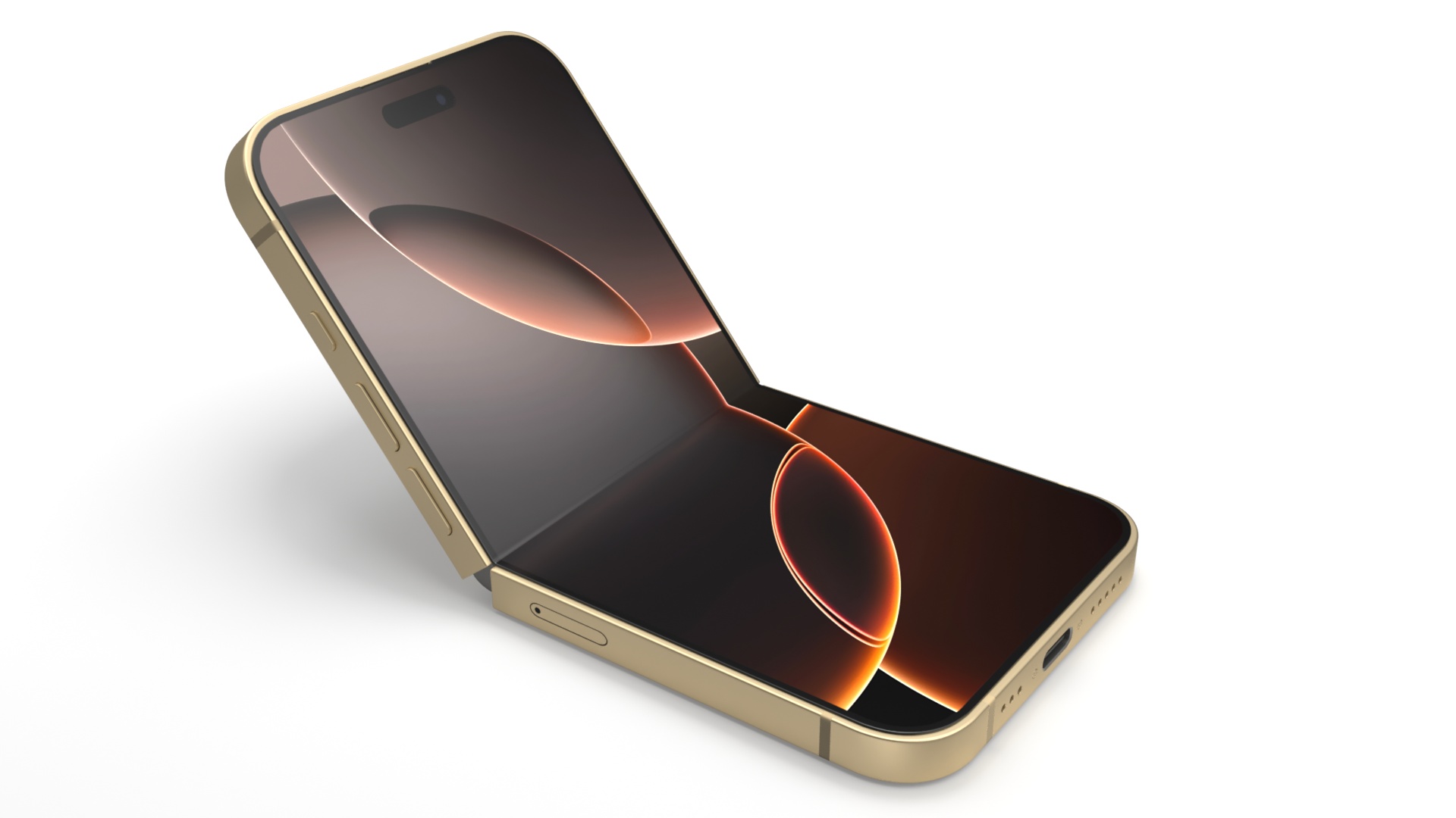 3D model Foldable iPhone Radiant Gold Rigged