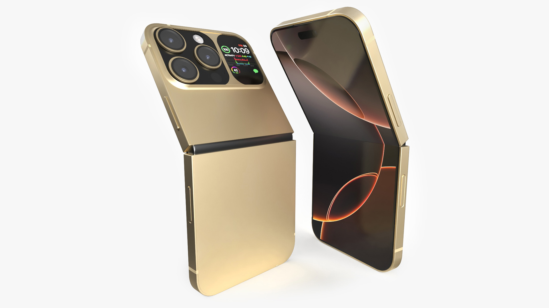 3D model Foldable iPhone Radiant Gold Rigged