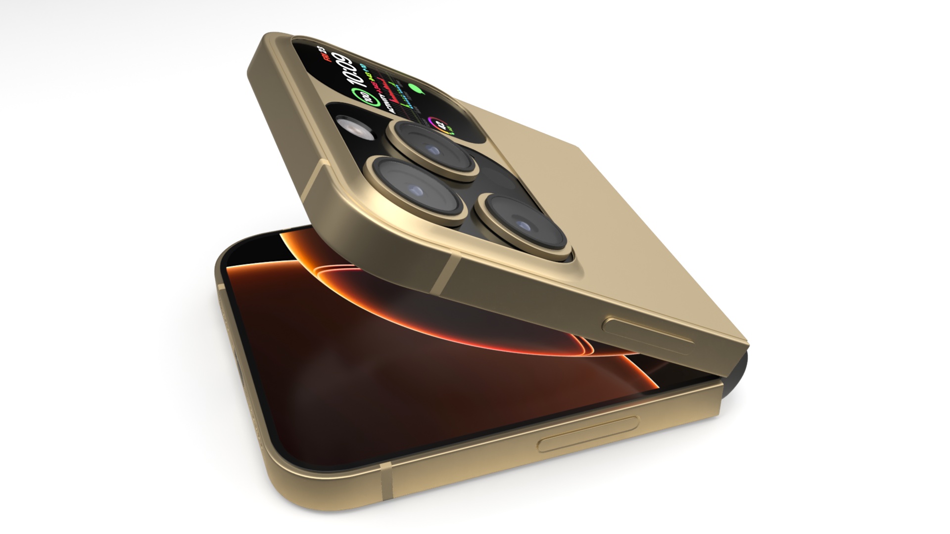 3D model Foldable iPhone Radiant Gold Rigged