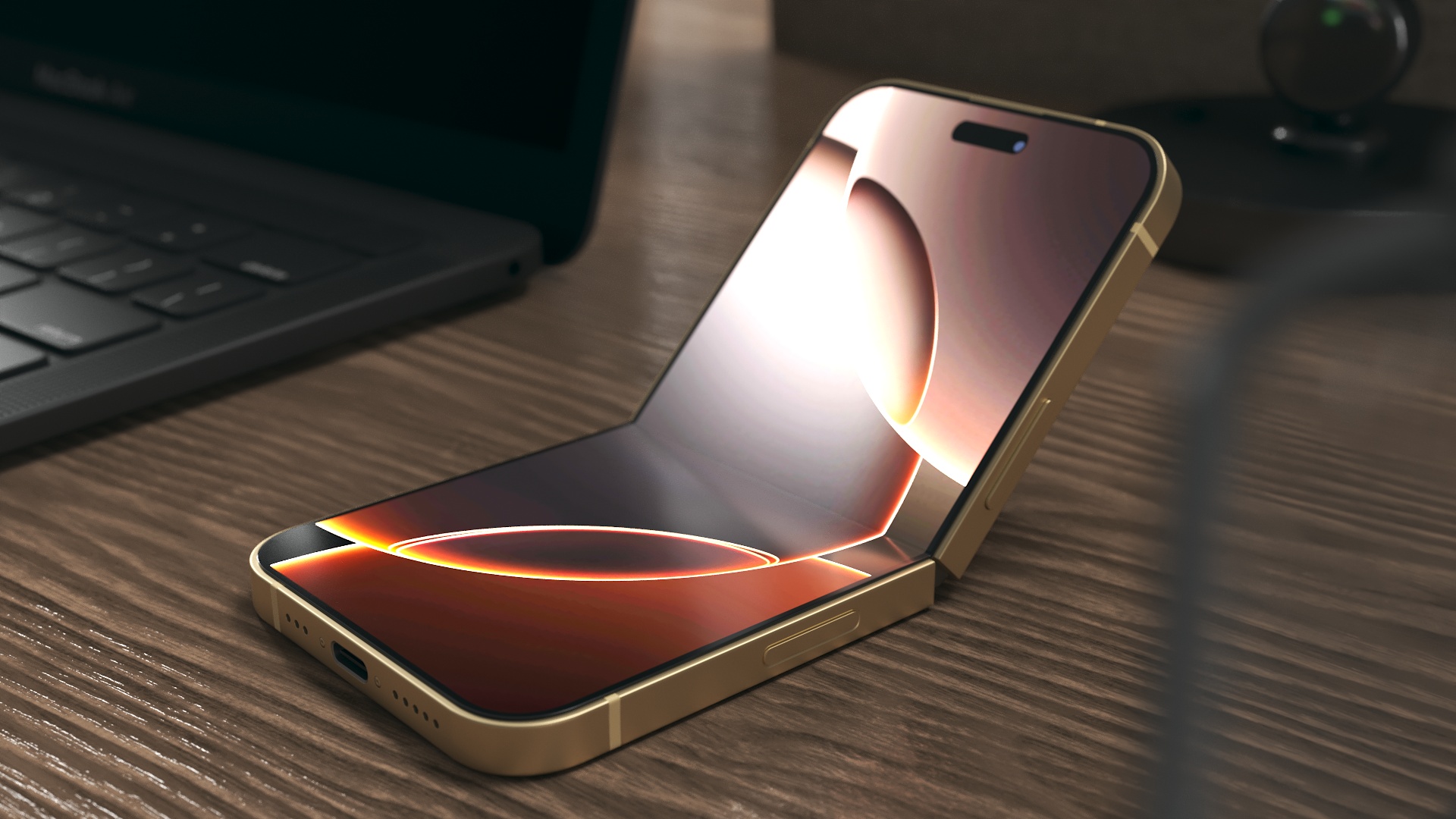 3D model Foldable iPhone Radiant Gold Rigged