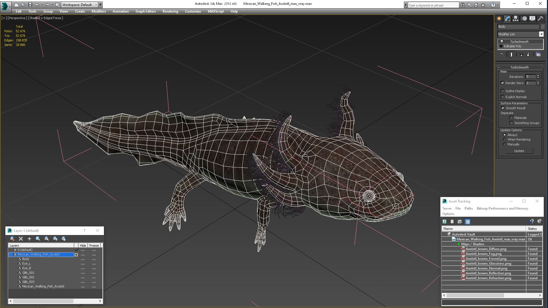 3D Mexican Walking Fish Axolotl model