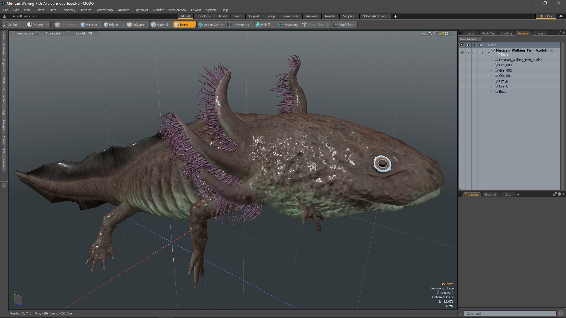 3D Mexican Walking Fish Axolotl model