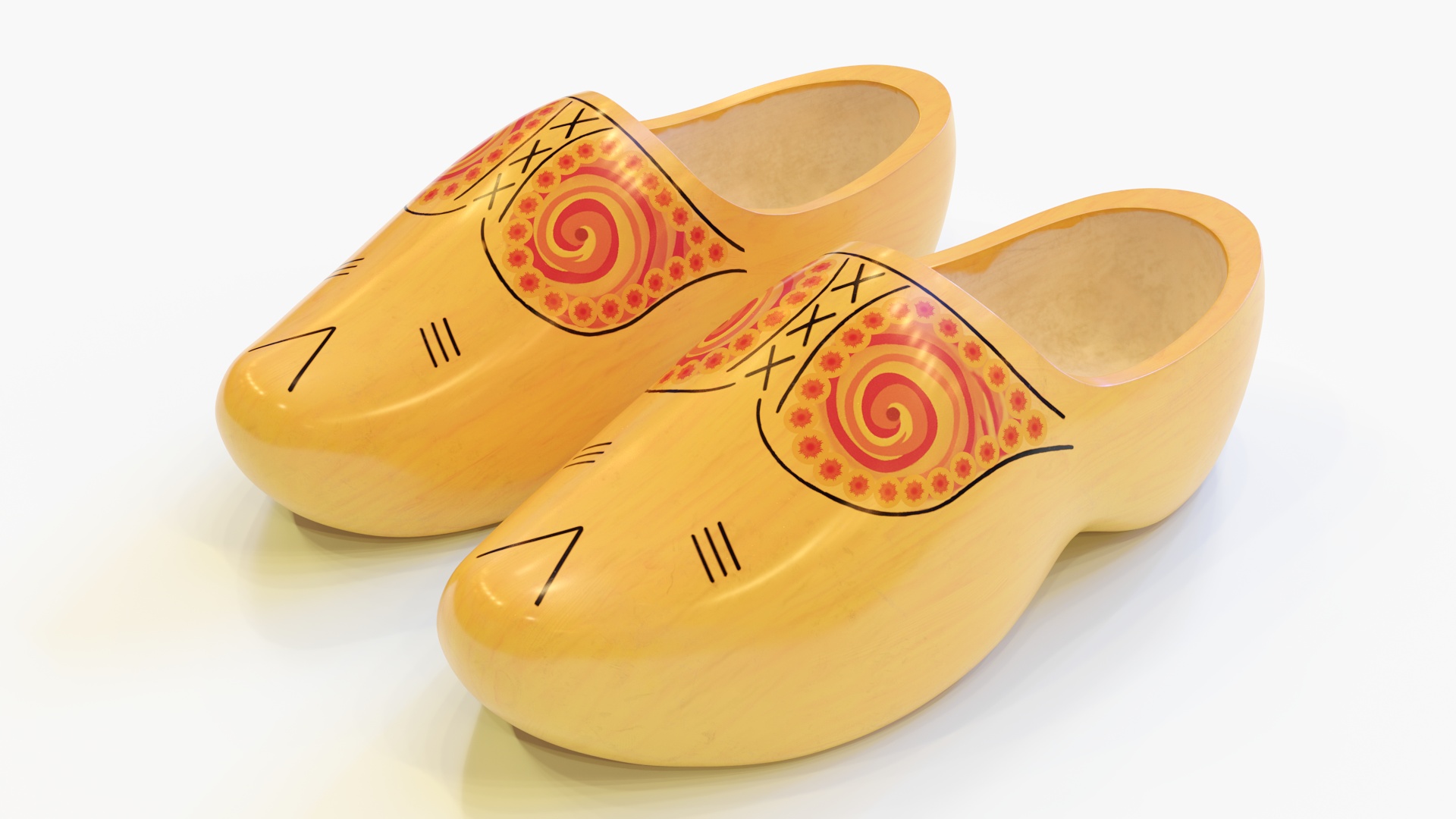 3D model Dutch Wooden Clogs Yellow