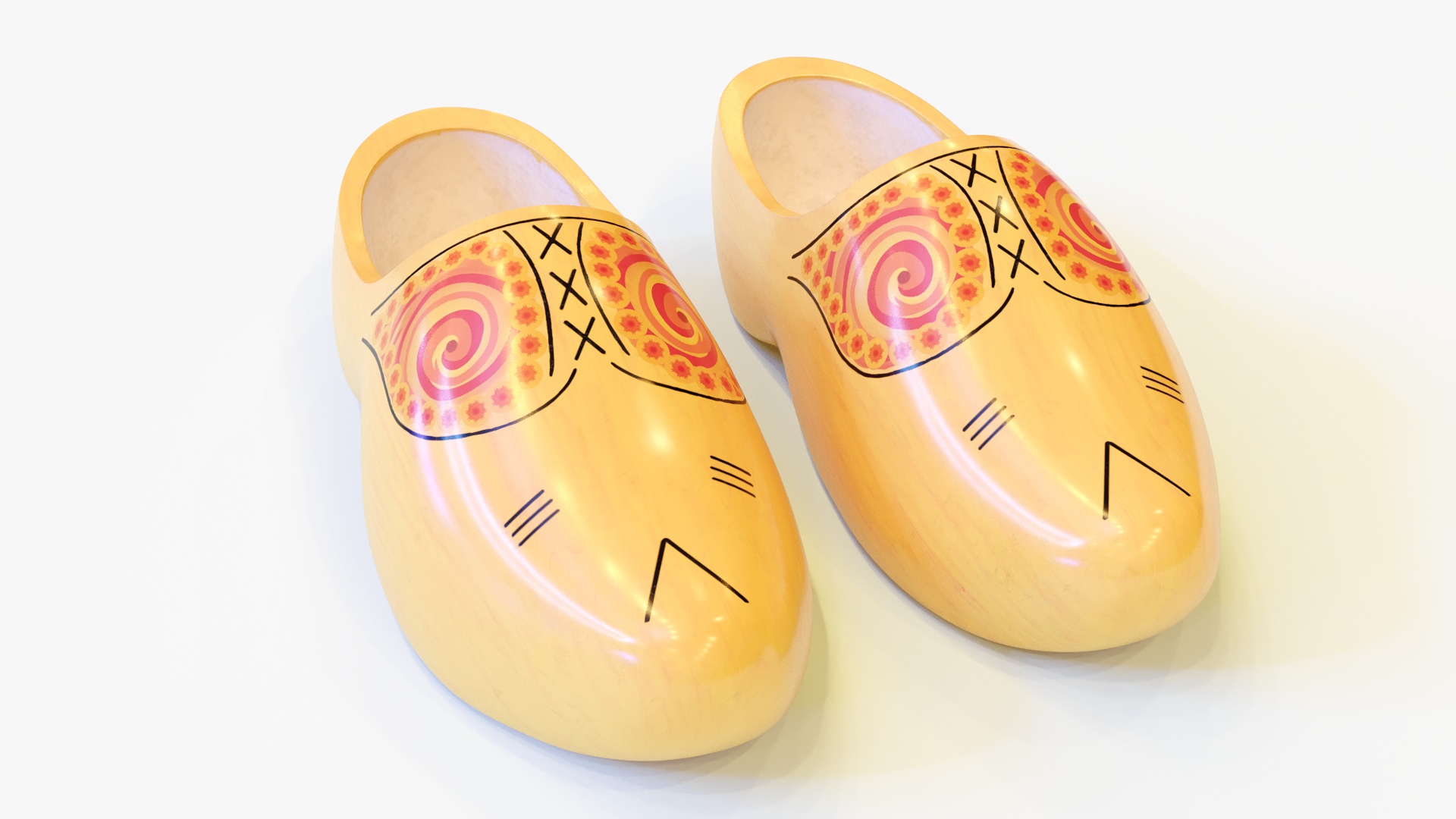 3D model Dutch Wooden Clogs Yellow