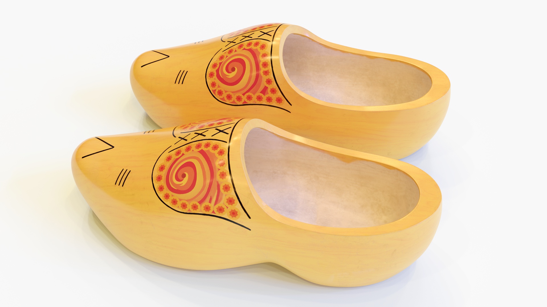3D model Dutch Wooden Clogs Yellow