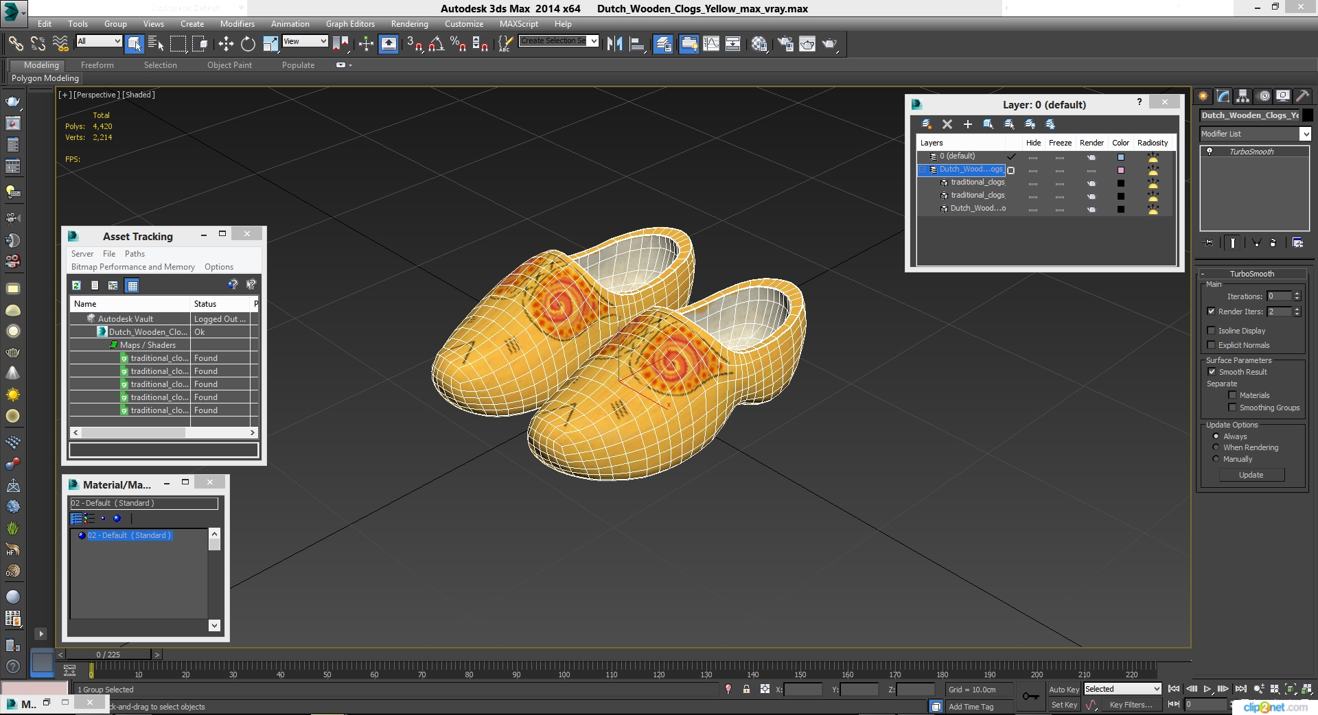 3D model Dutch Wooden Clogs Yellow