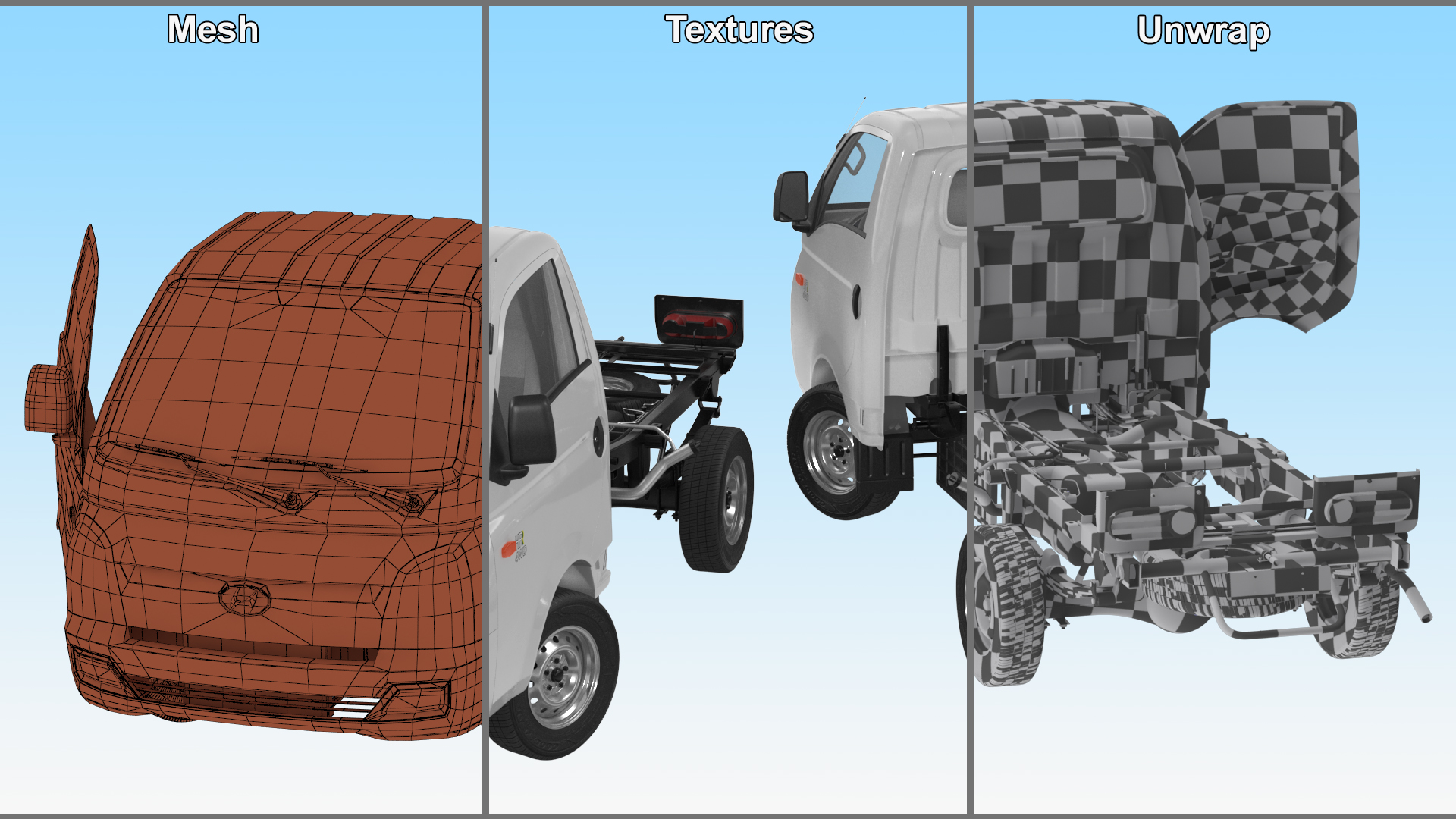 3D model Mini Truck Hyundai HR 2023 Bare Chassis Rigged for Maya