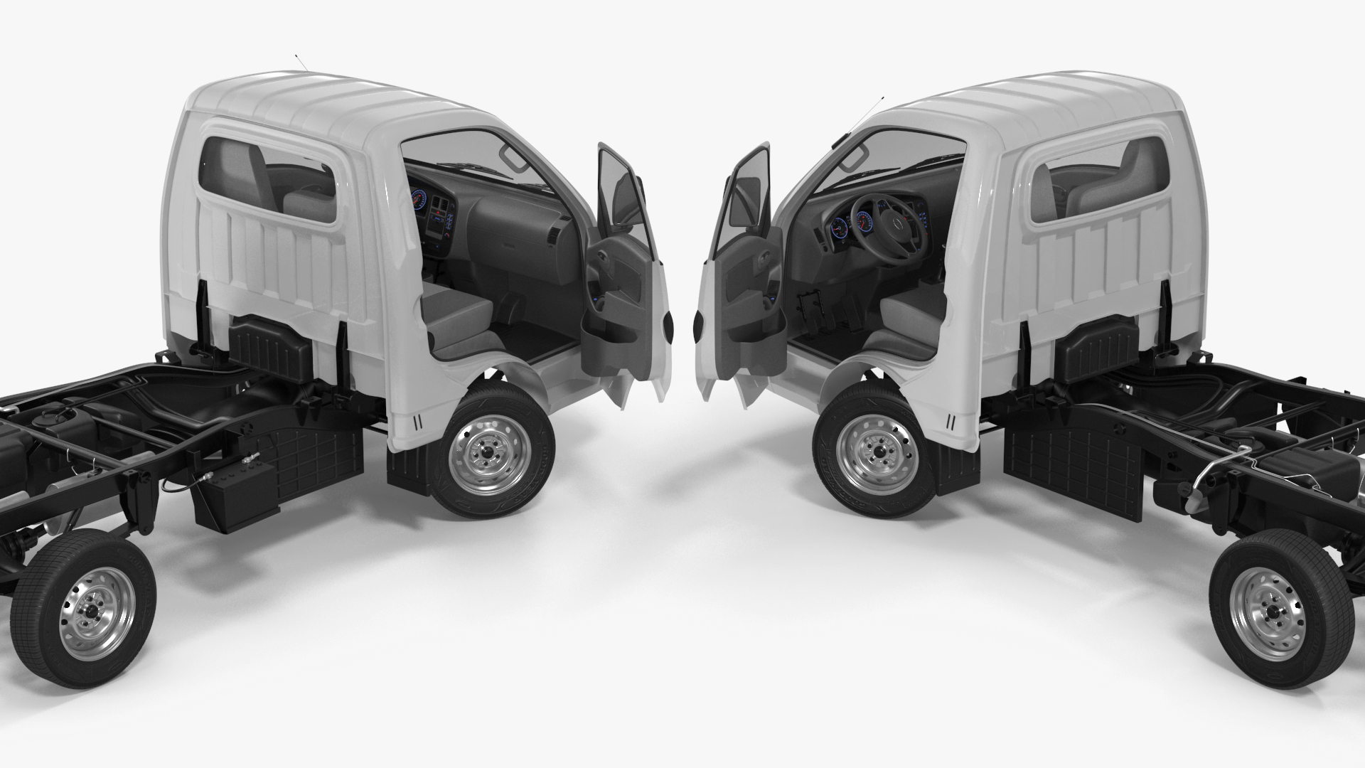 3D model Mini Truck Hyundai HR 2023 Bare Chassis Rigged for Maya
