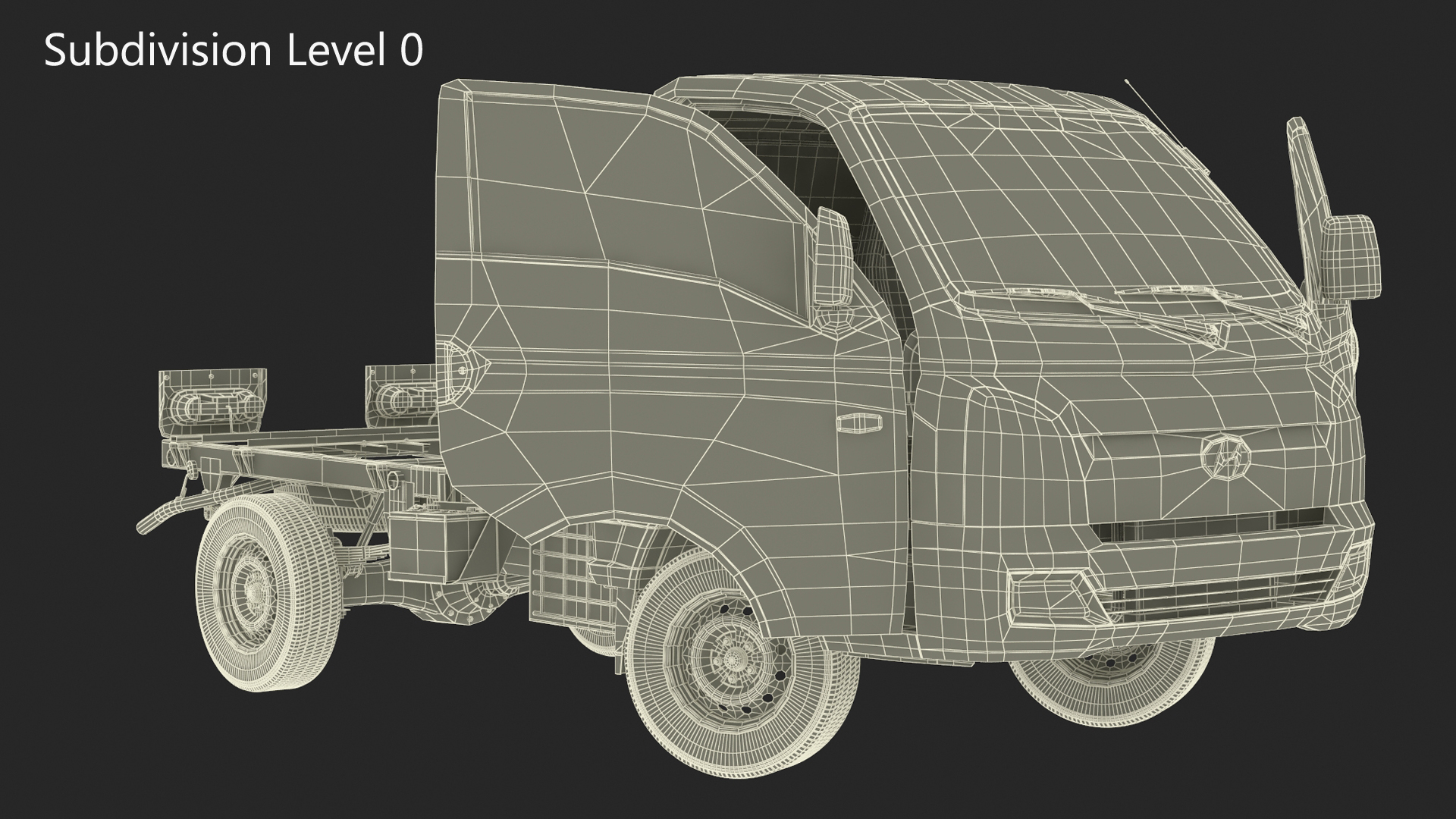 3D model Mini Truck Hyundai HR 2023 Bare Chassis Rigged for Maya