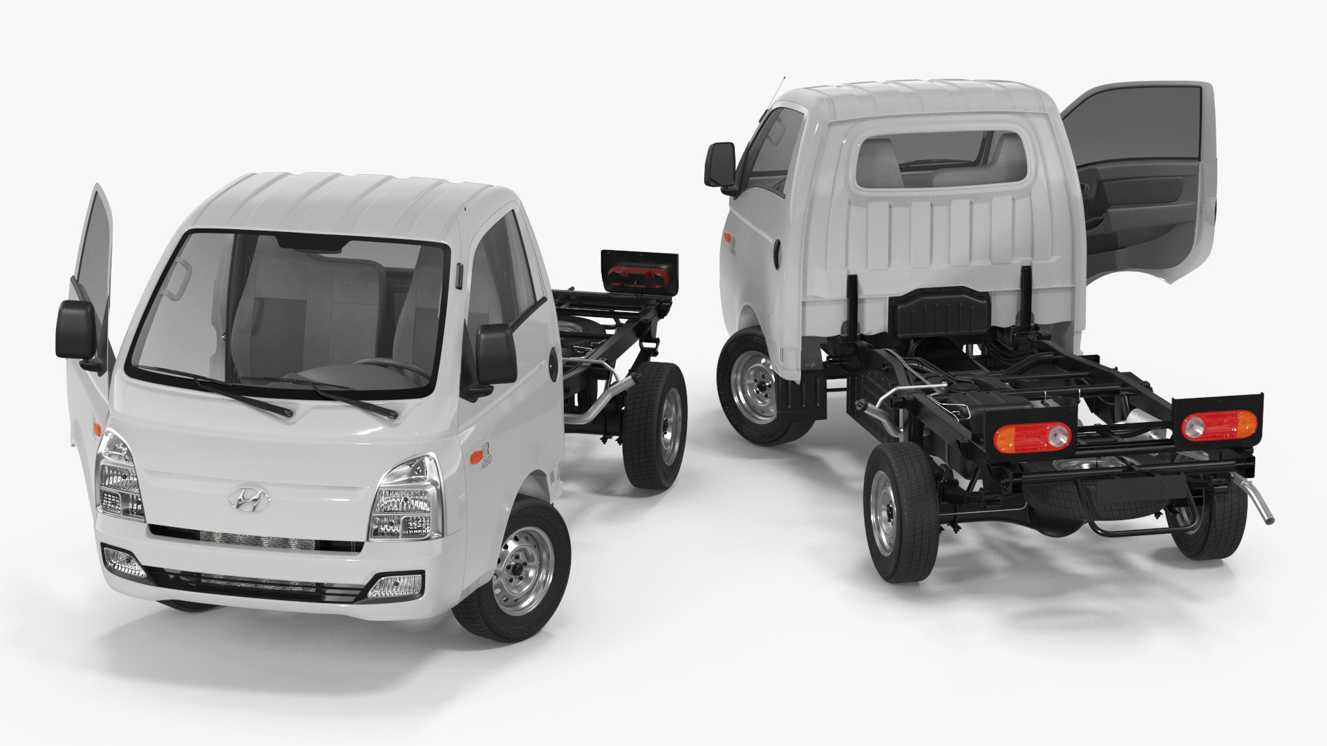 3D model Mini Truck Hyundai HR 2023 Bare Chassis Rigged for Maya