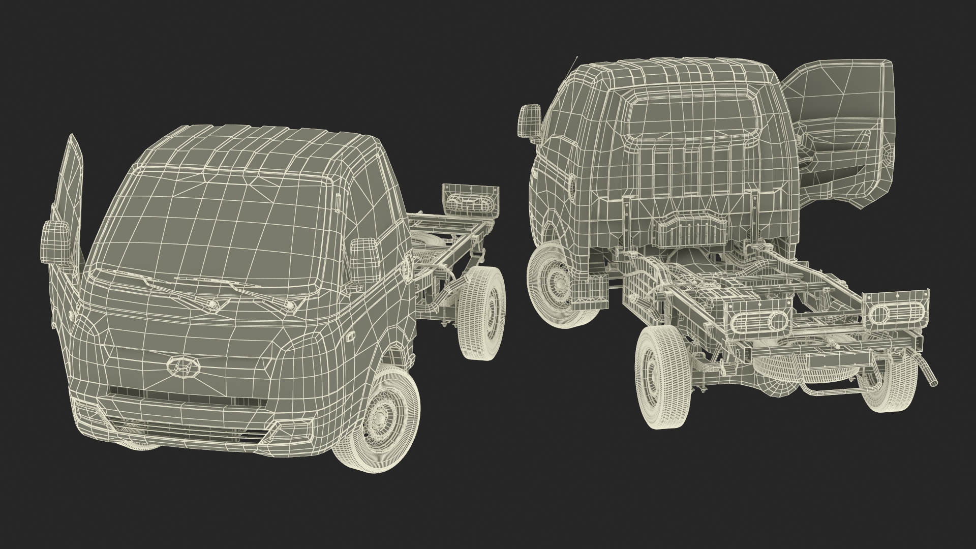 3D model Mini Truck Hyundai HR 2023 Bare Chassis Rigged for Maya