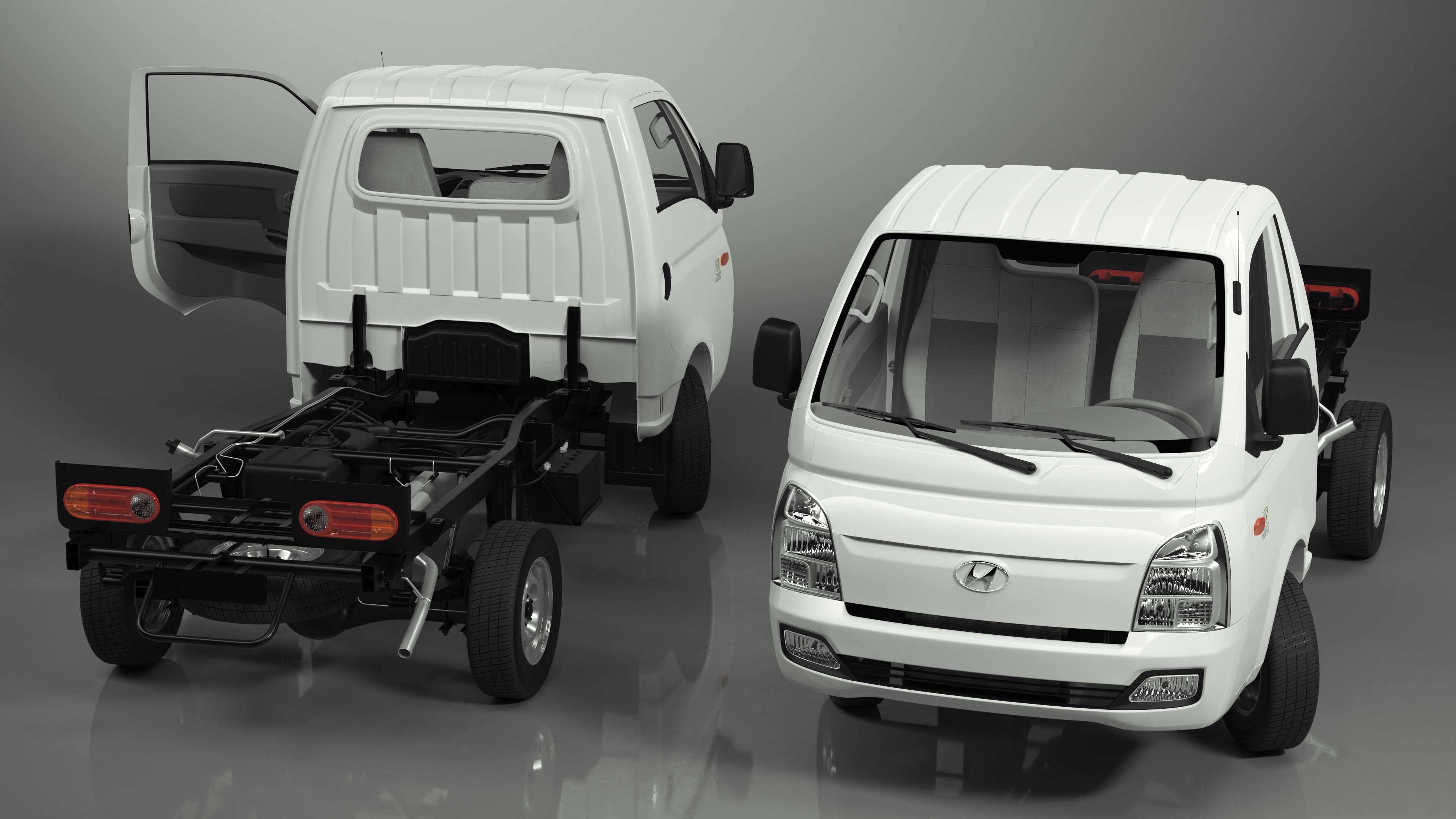 3D model Mini Truck Hyundai HR 2023 Bare Chassis Rigged for Maya