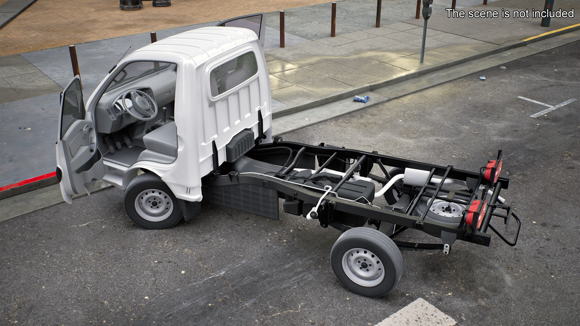 3D model Mini Truck Hyundai HR 2023 Bare Chassis Rigged for Maya
