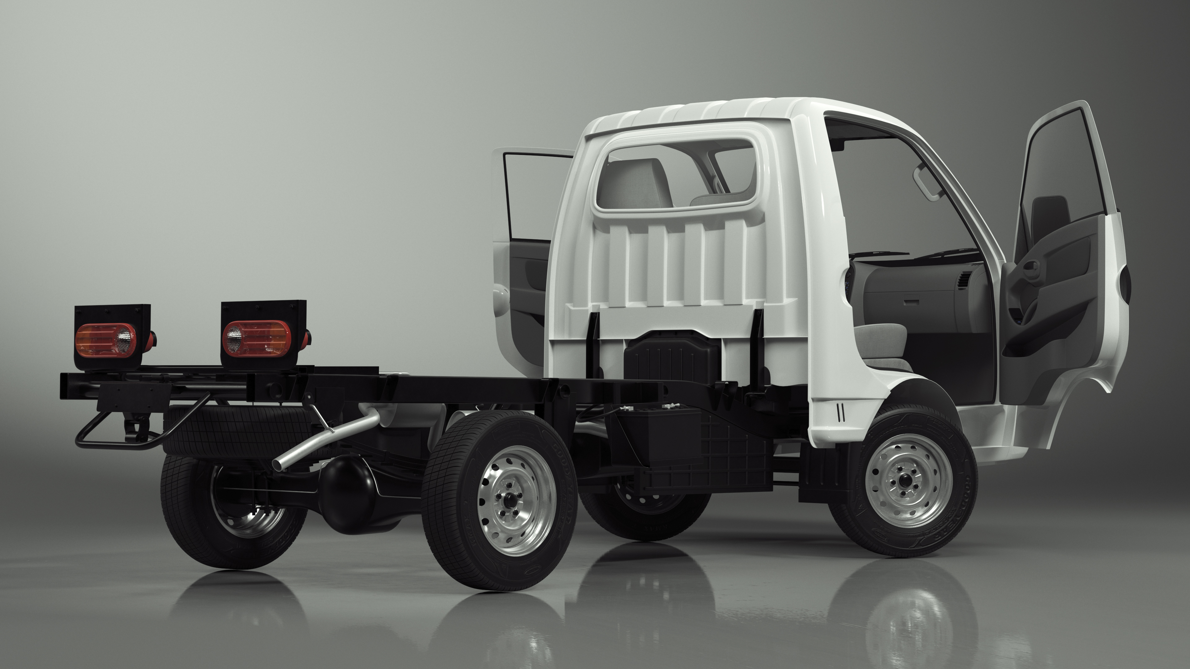 3D model Mini Truck Hyundai HR 2023 Bare Chassis Rigged for Maya