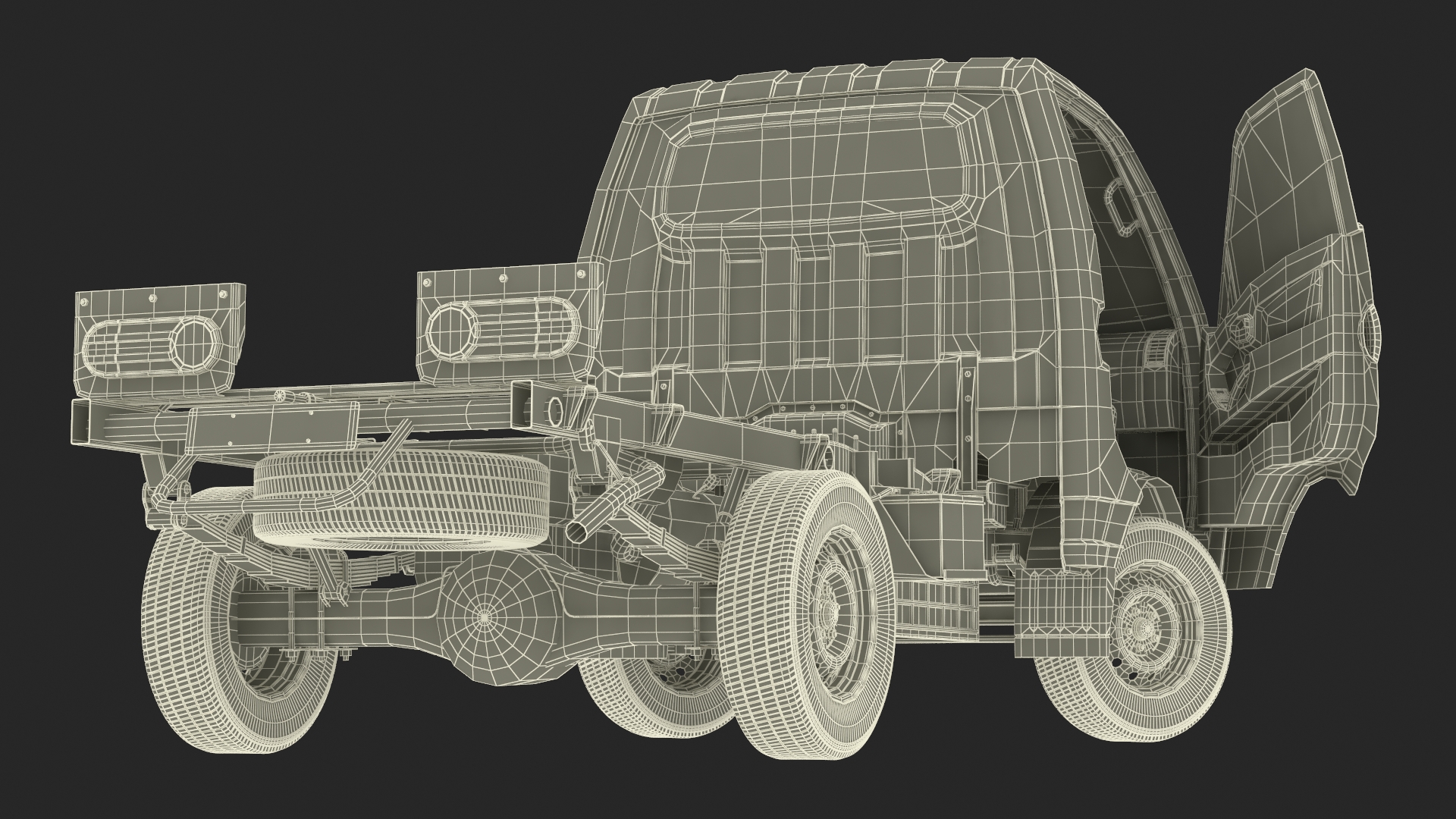 3D model Mini Truck Hyundai HR 2023 Bare Chassis Rigged for Maya