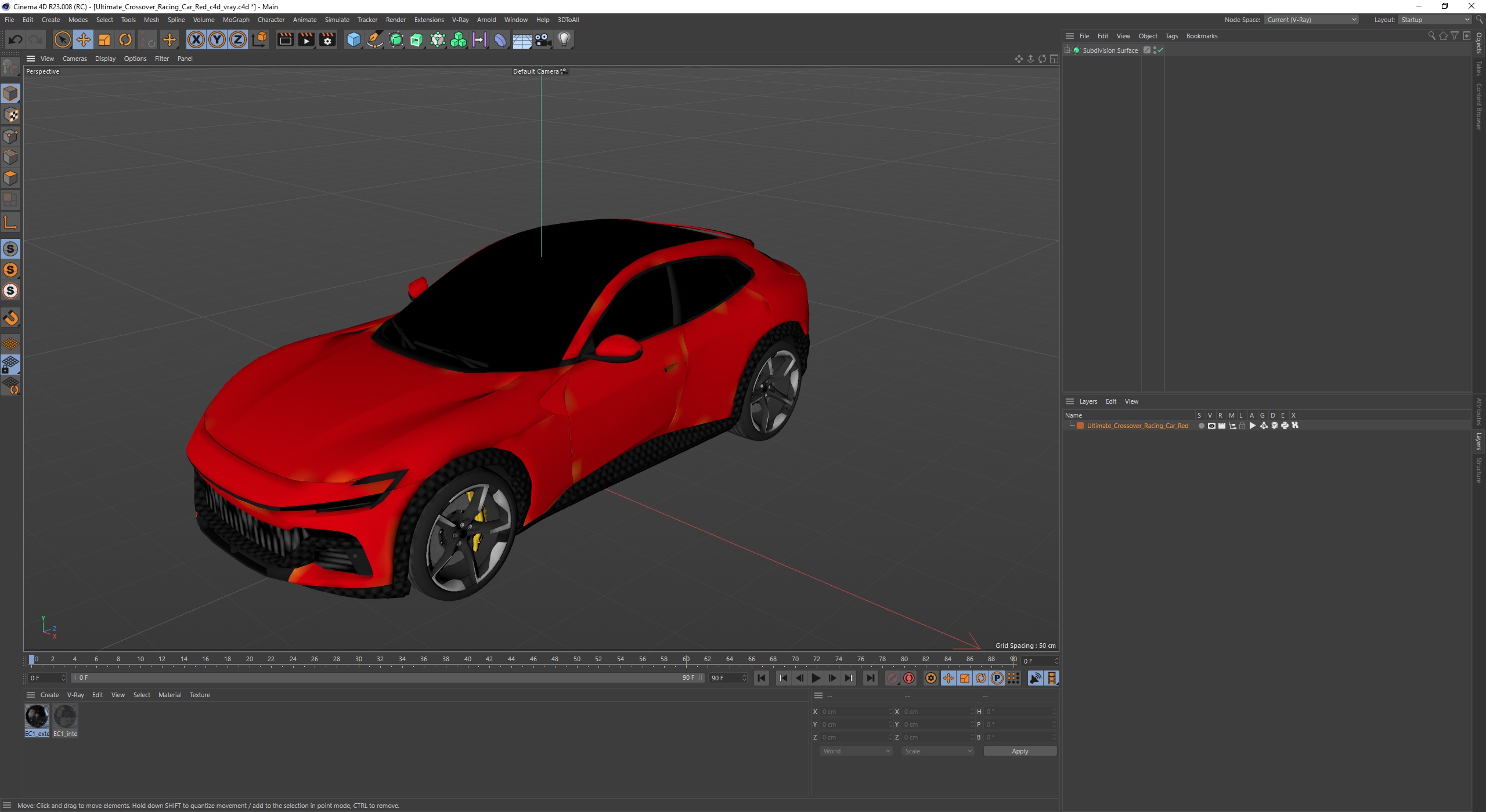 3D Ultimate Crossover Racing Car Red model