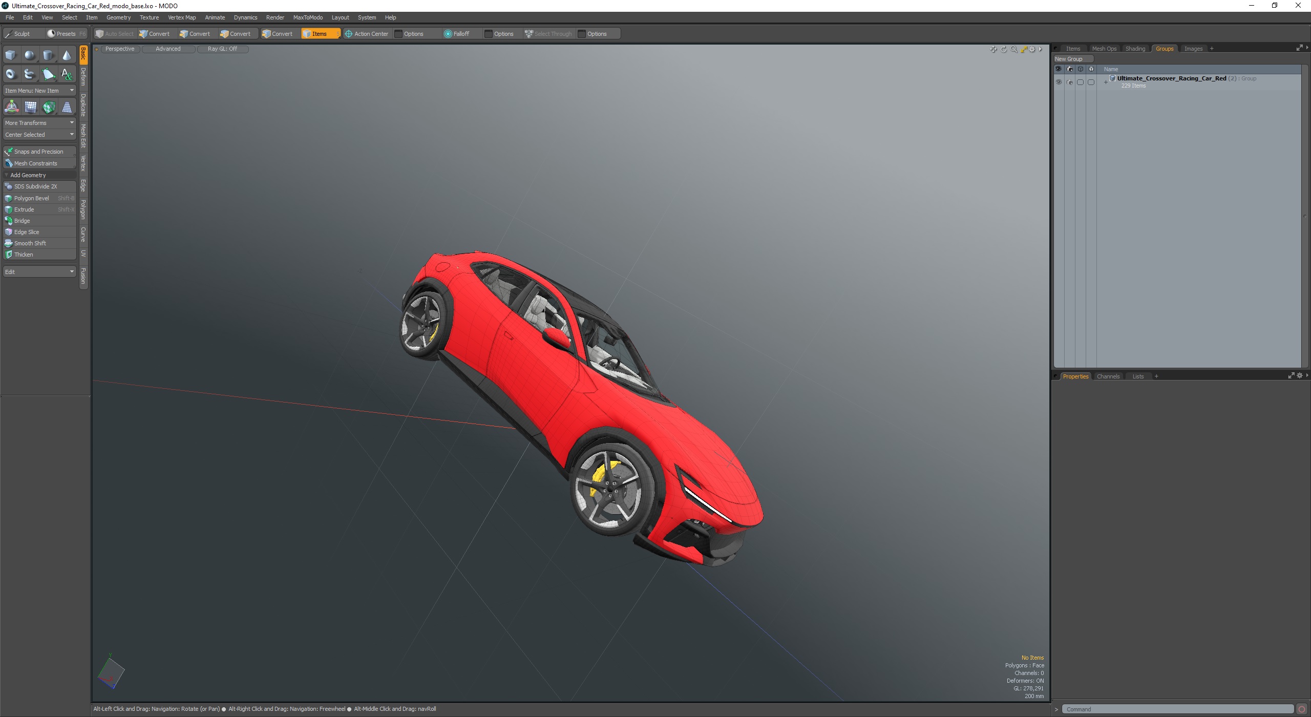 3D Ultimate Crossover Racing Car Red model