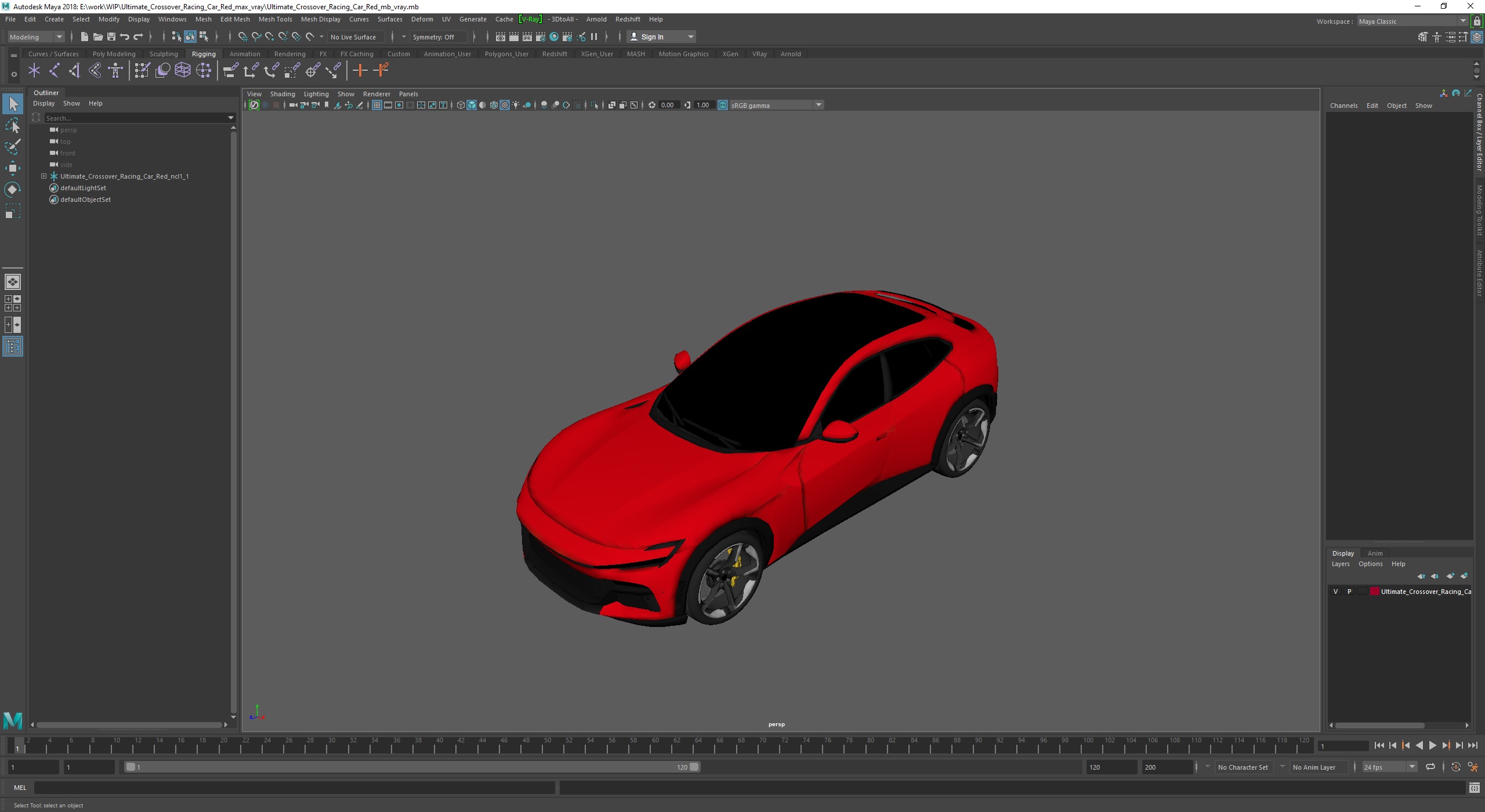 3D Ultimate Crossover Racing Car Red model