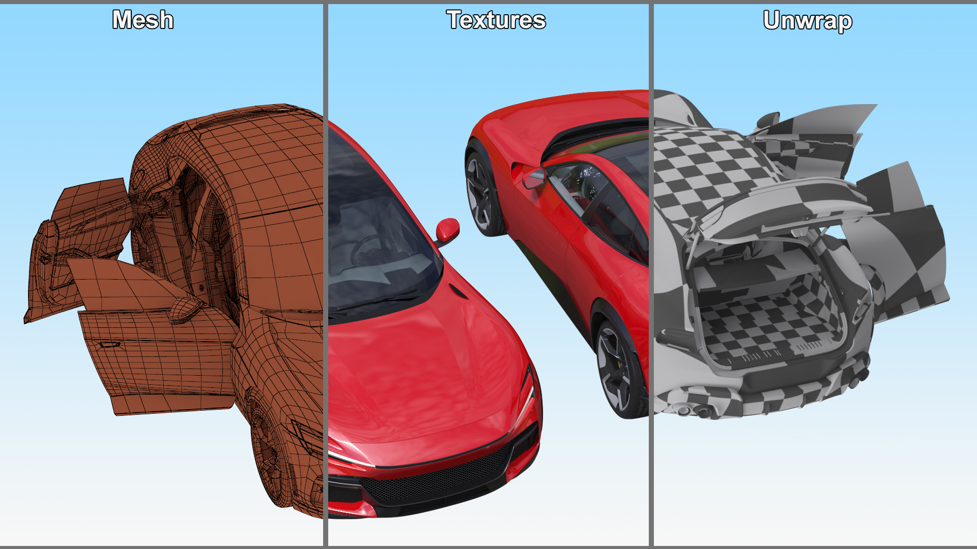 3D Ultimate Crossover Racing Car Red model