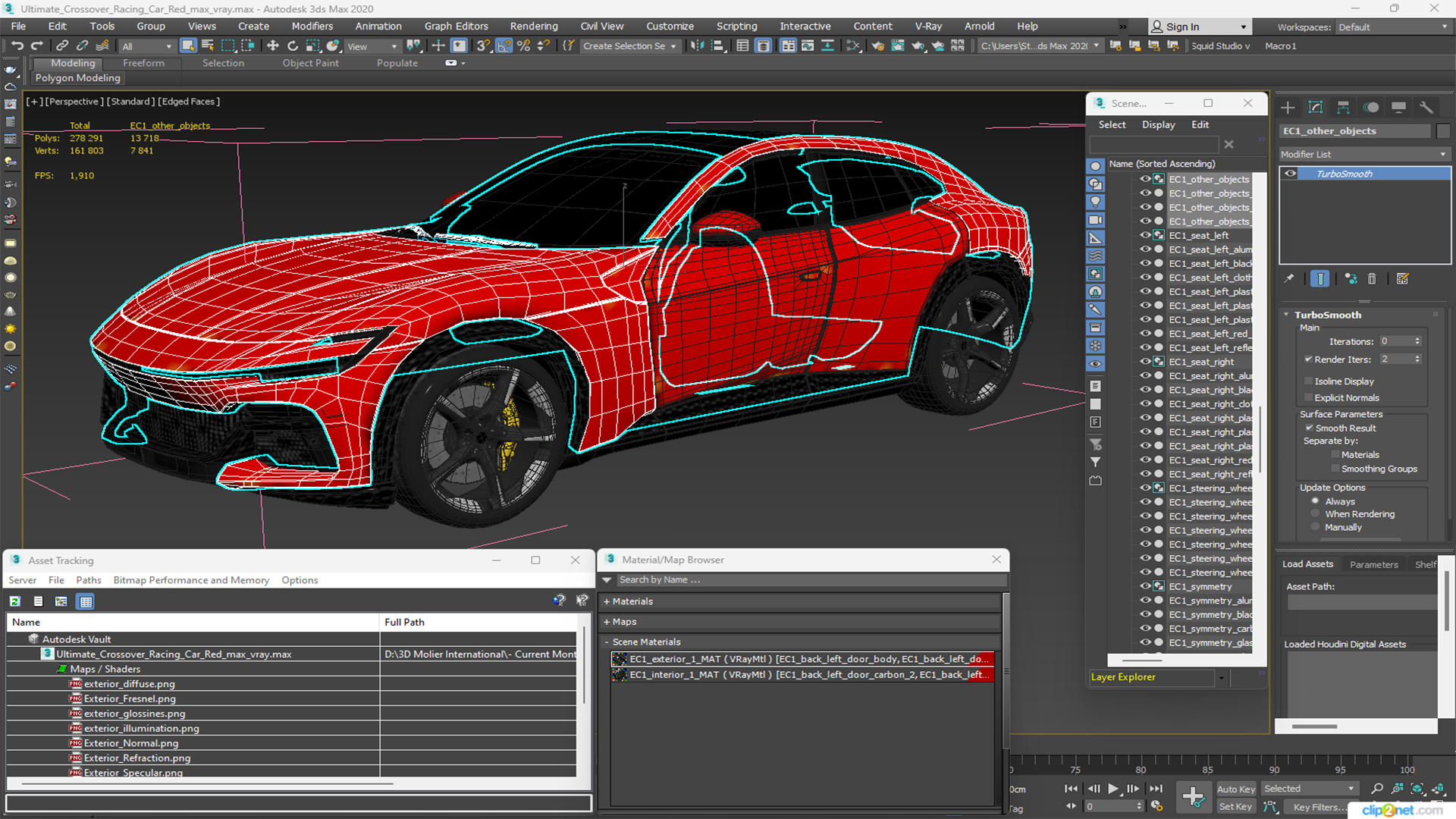 3D Ultimate Crossover Racing Car Red model