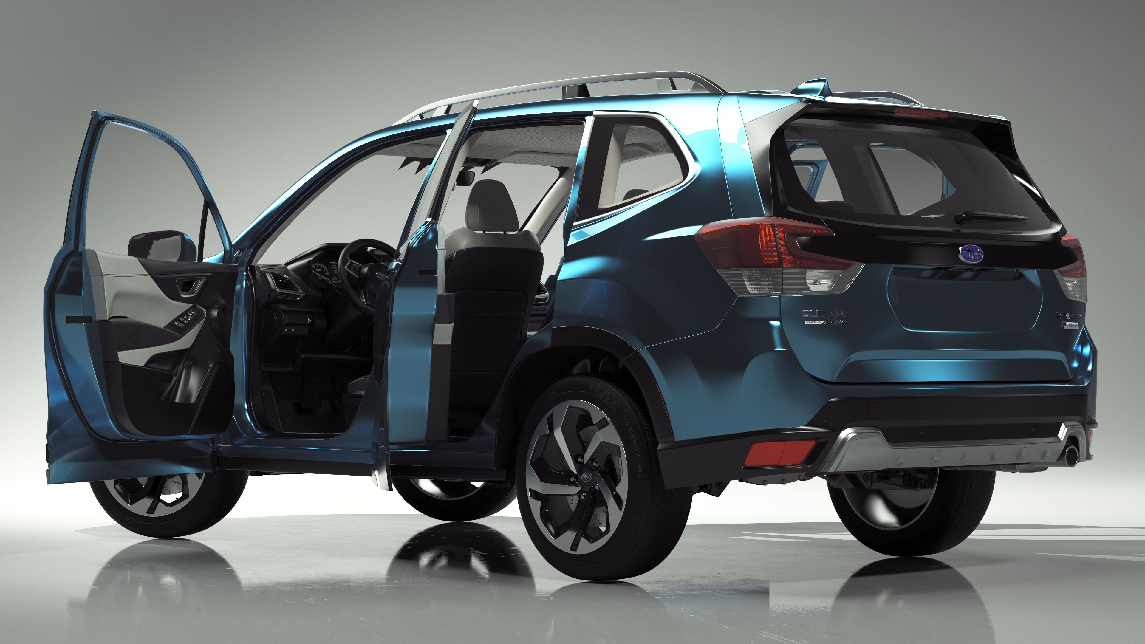 3D Subaru Forester 2022 Blue Rigged for Cinema 4D