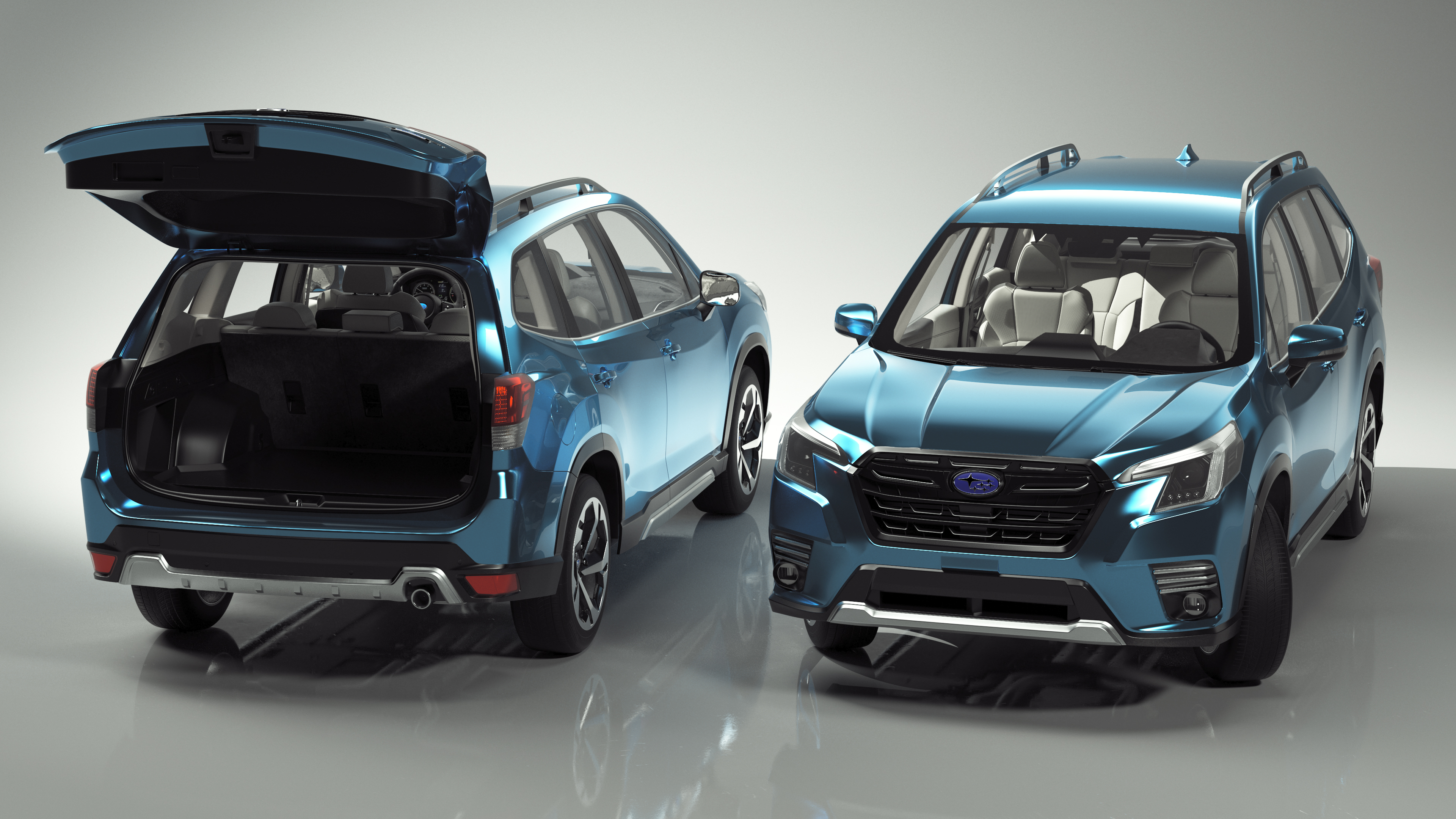 3D Subaru Forester 2022 Blue Rigged for Cinema 4D