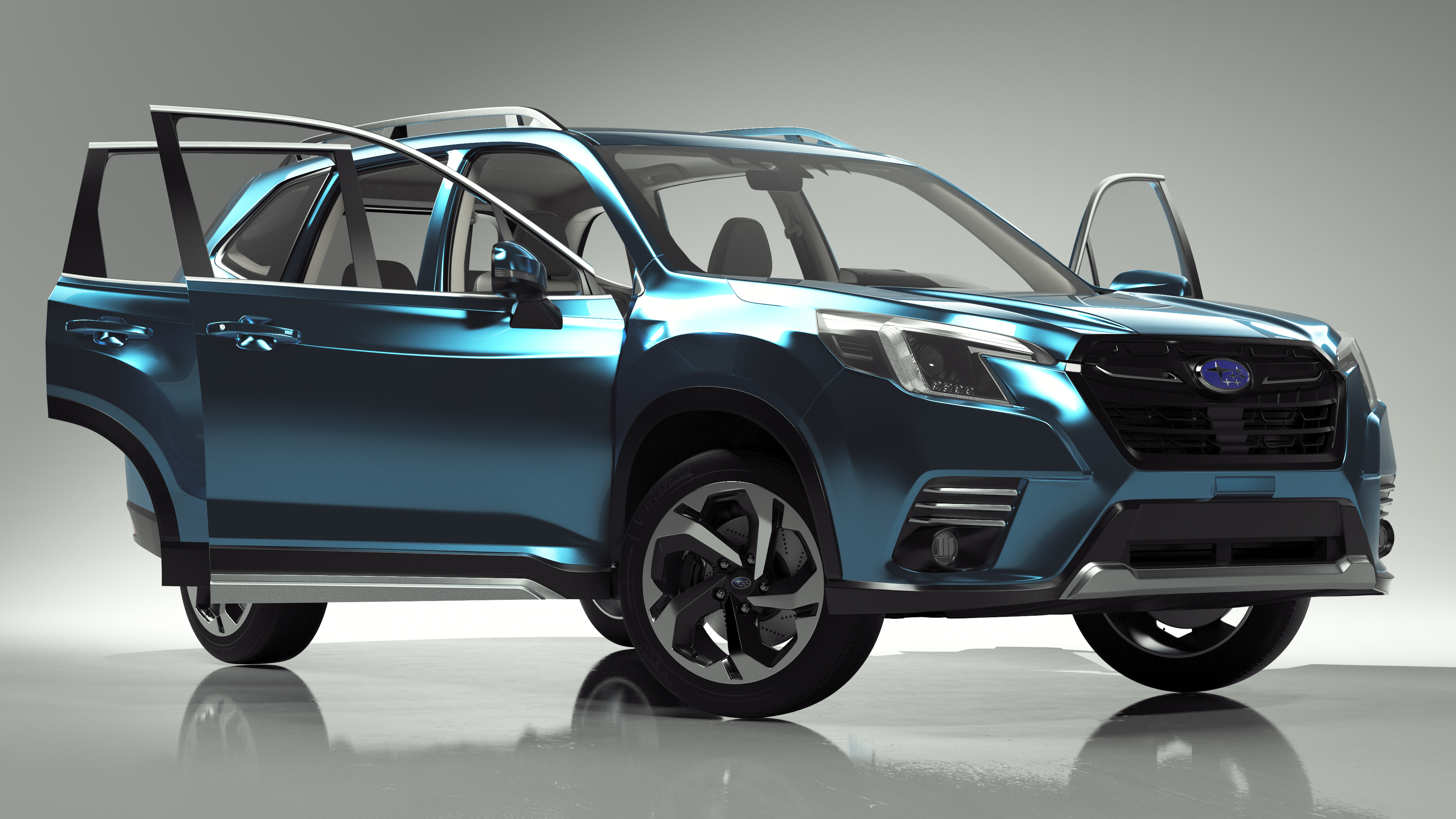 3D Subaru Forester 2022 Blue Rigged for Cinema 4D