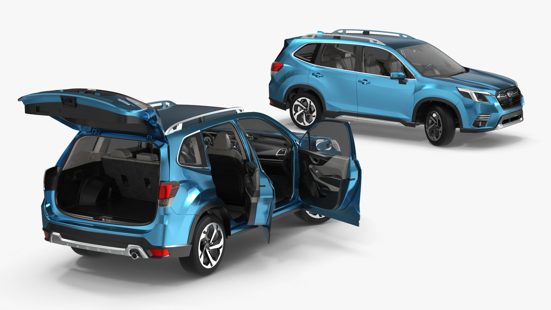 3D Subaru Forester 2022 Blue Rigged for Cinema 4D