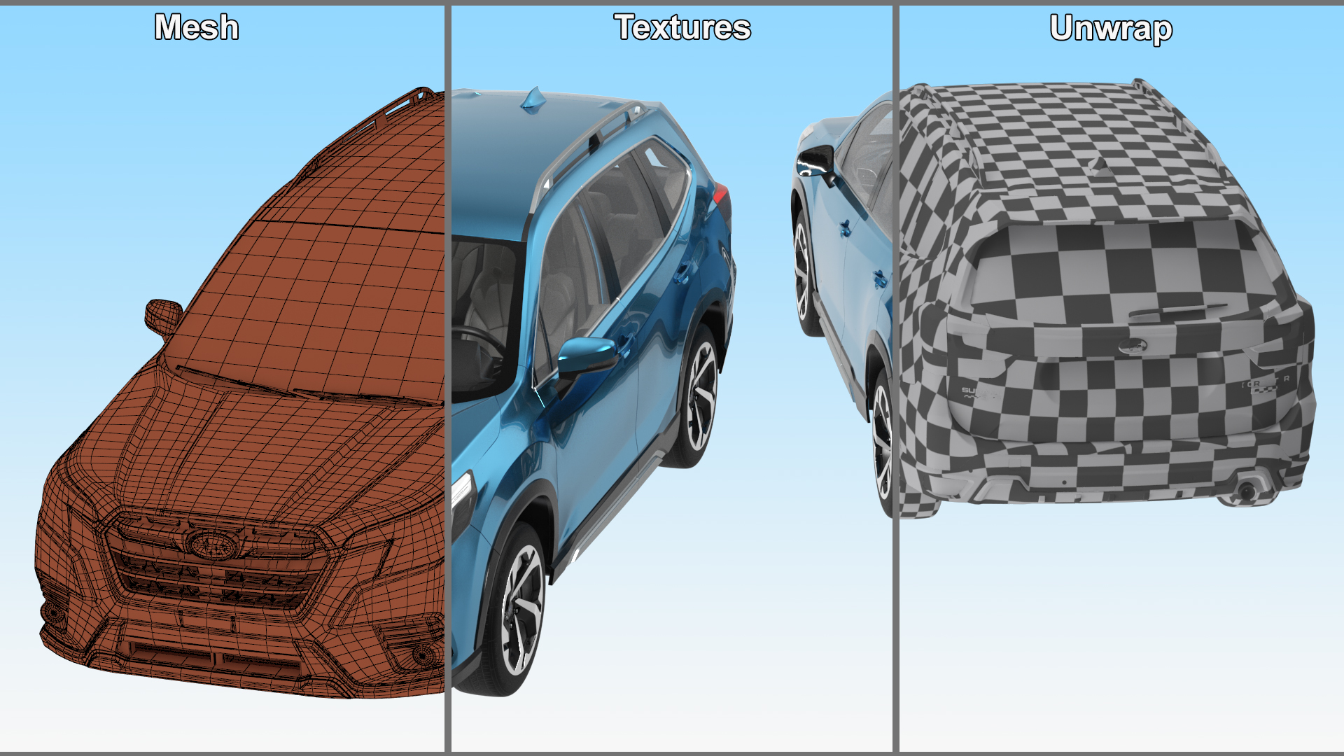 3D Subaru Forester 2022 Blue Rigged for Cinema 4D