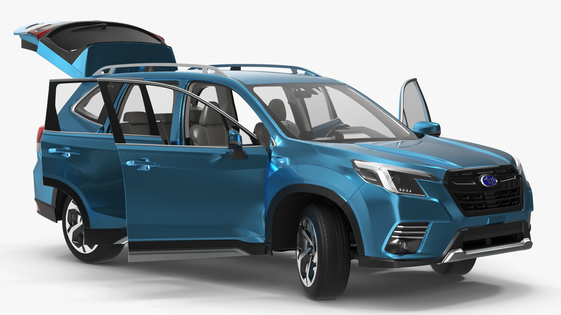 3D Subaru Forester 2022 Blue Rigged for Cinema 4D