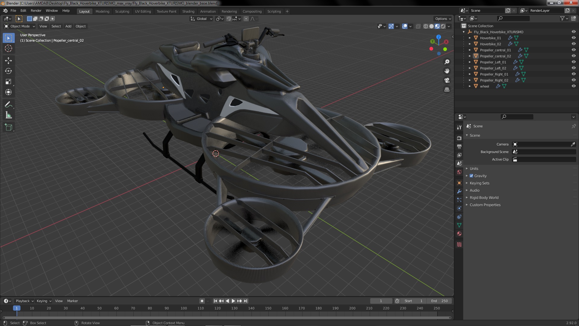 3D Fly Black Hoverbike XTURISMO model