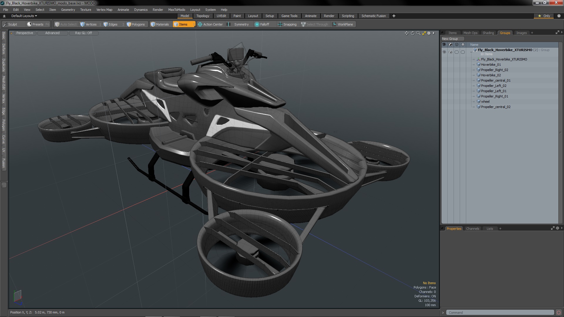 3D Fly Black Hoverbike XTURISMO model