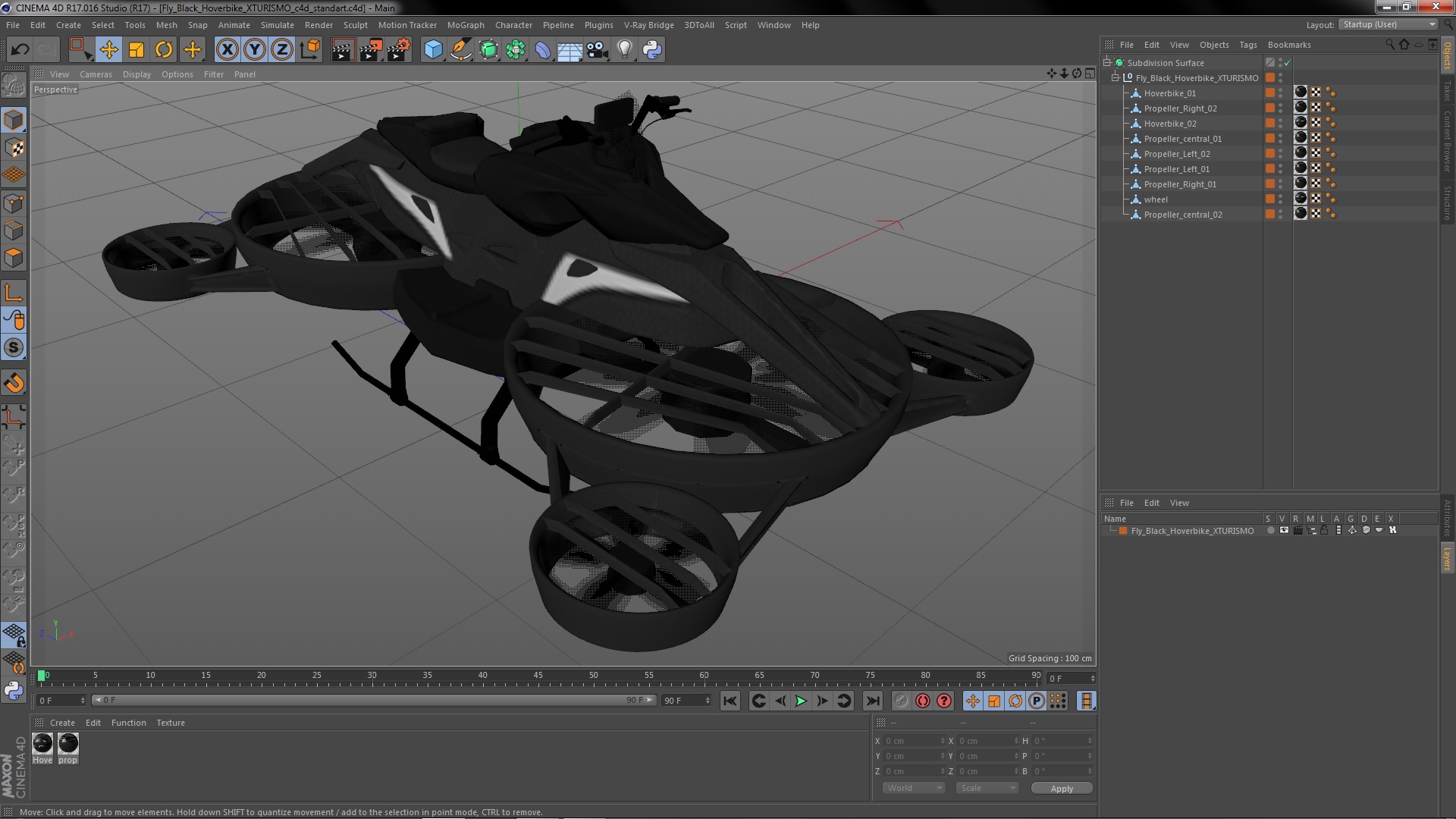 3D Fly Black Hoverbike XTURISMO model