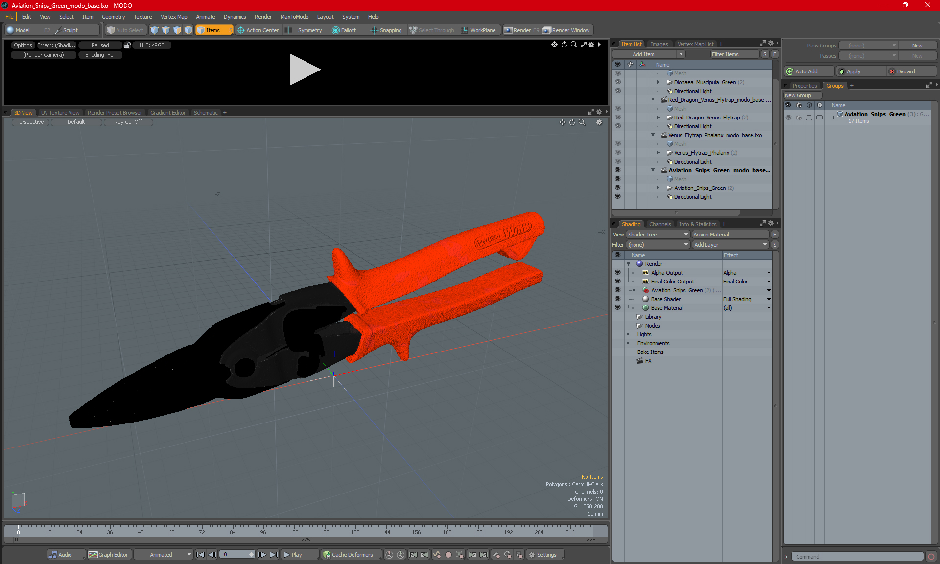3D Metal Scissors Red model