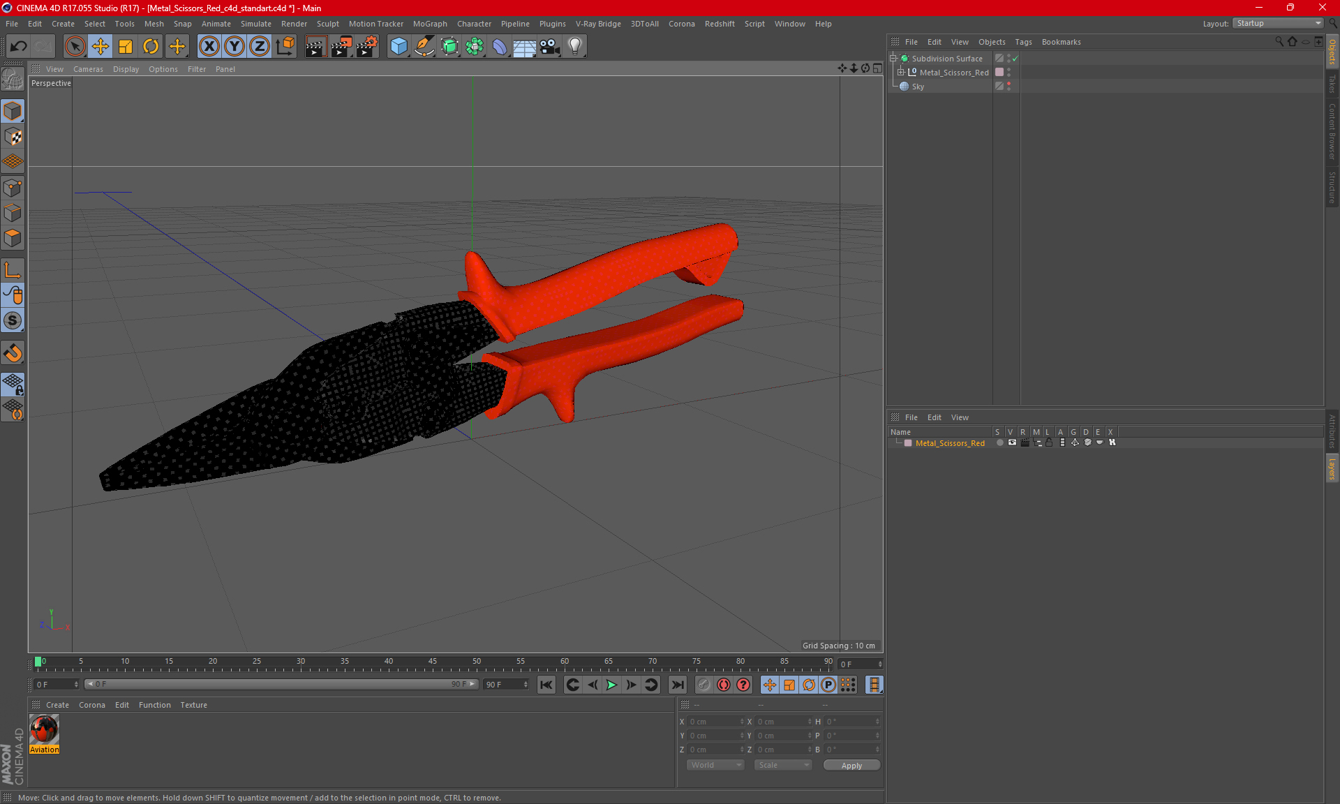 3D Metal Scissors Red model