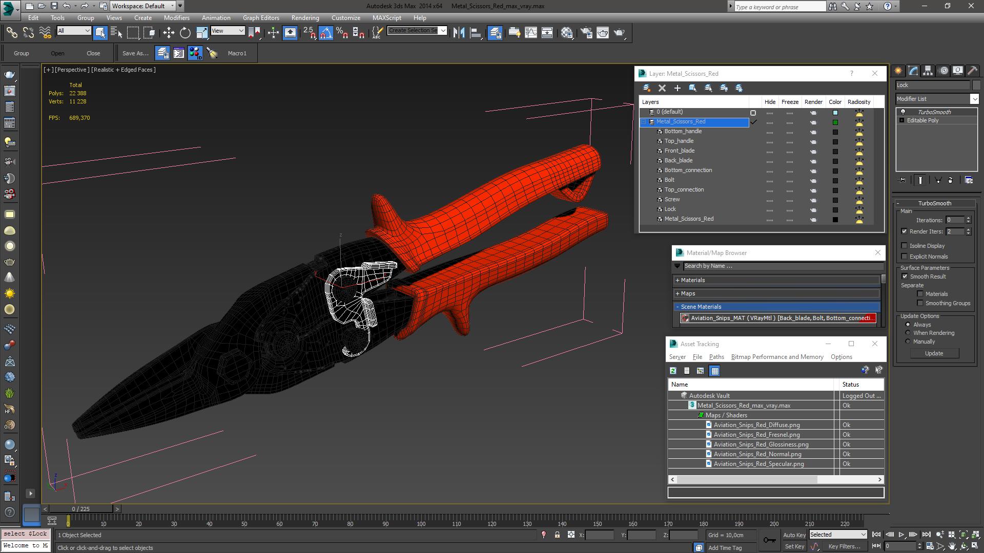 3D Metal Scissors Red model