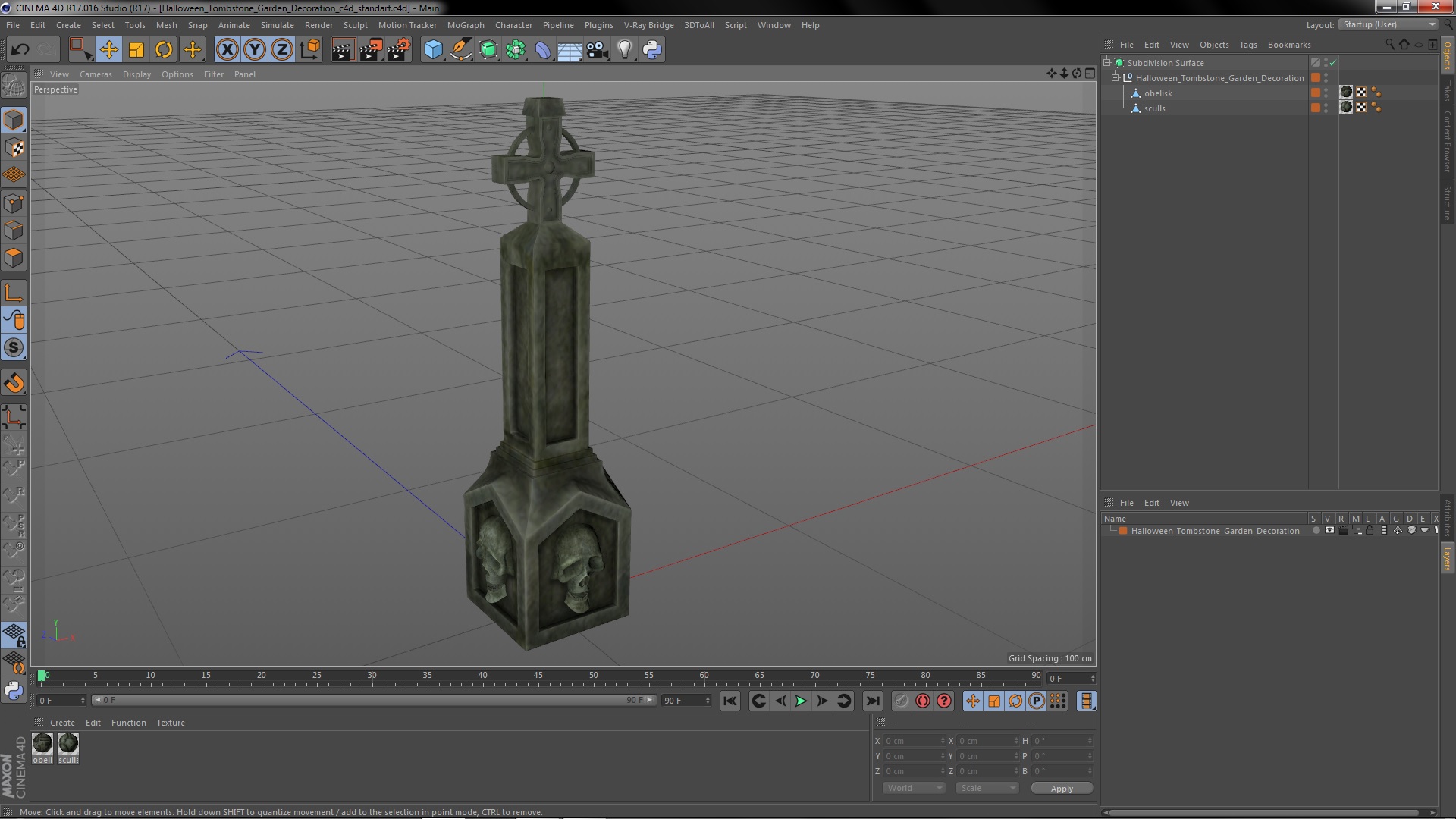 Halloween Tombstone Garden Decoration 3D