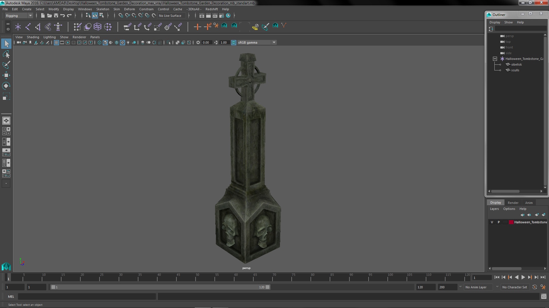 Halloween Tombstone Garden Decoration 3D