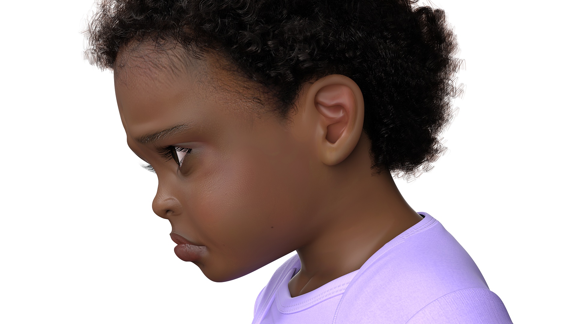 Black Toddler Girl Light Skin in Bodysuit Standing Fur 3D model