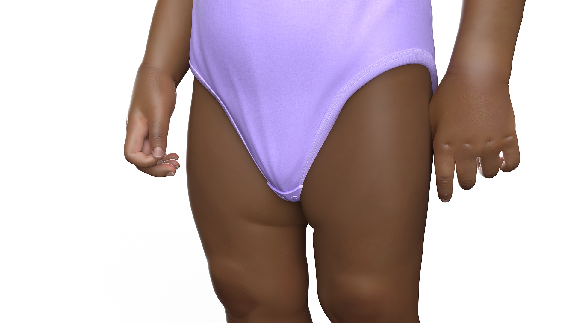Black Toddler Girl Light Skin in Bodysuit Standing Fur 3D model