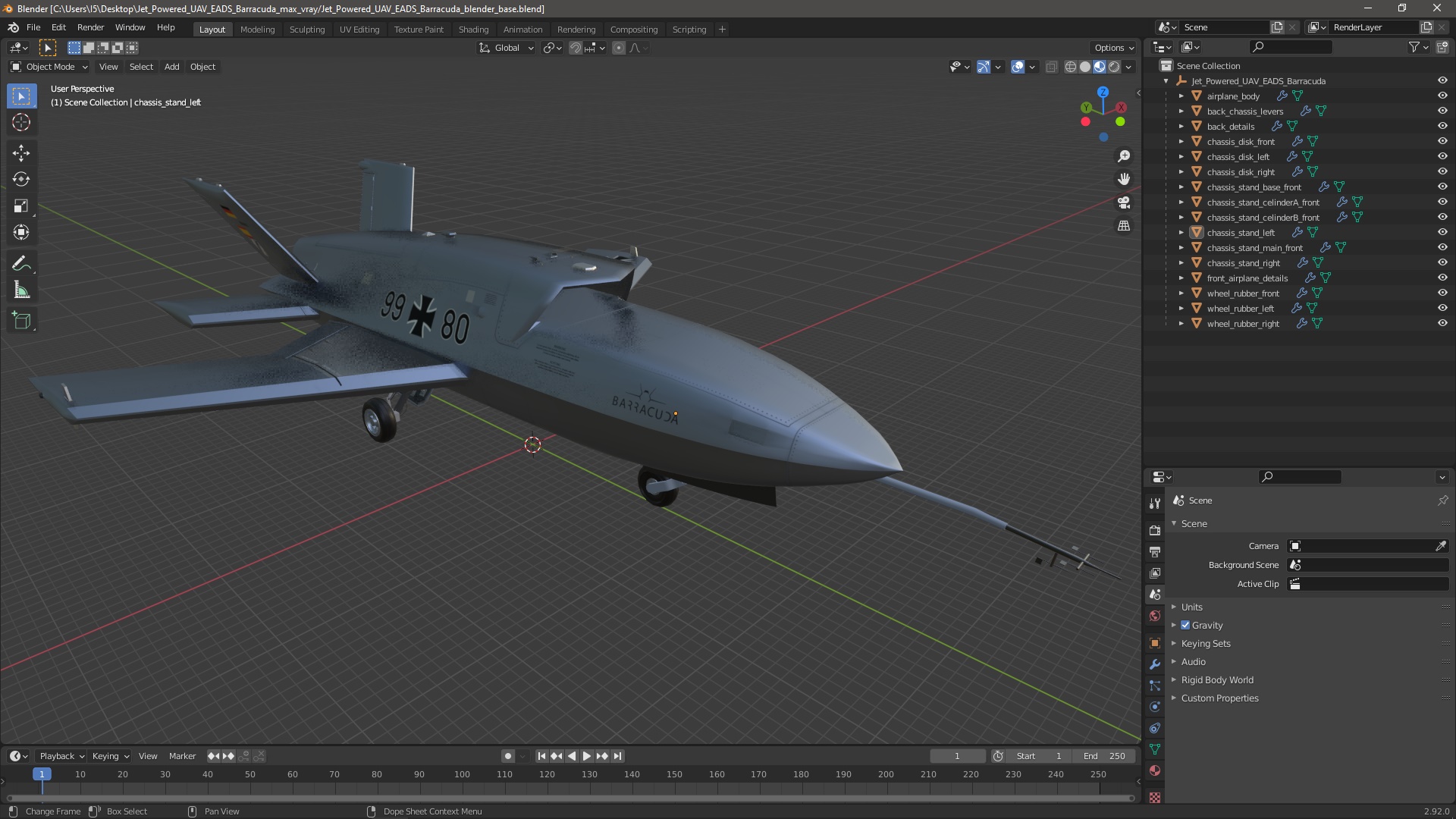 3D model Jet Powered UAV EADS Barracuda