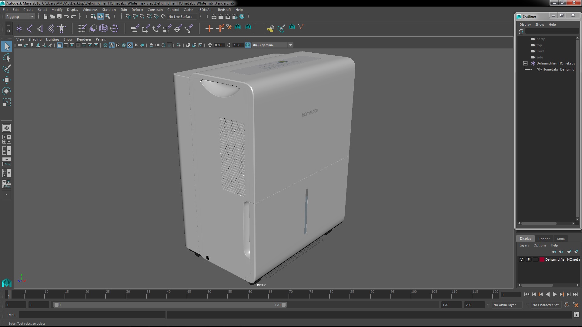 Dehumidifier HOmeLabs White 3D