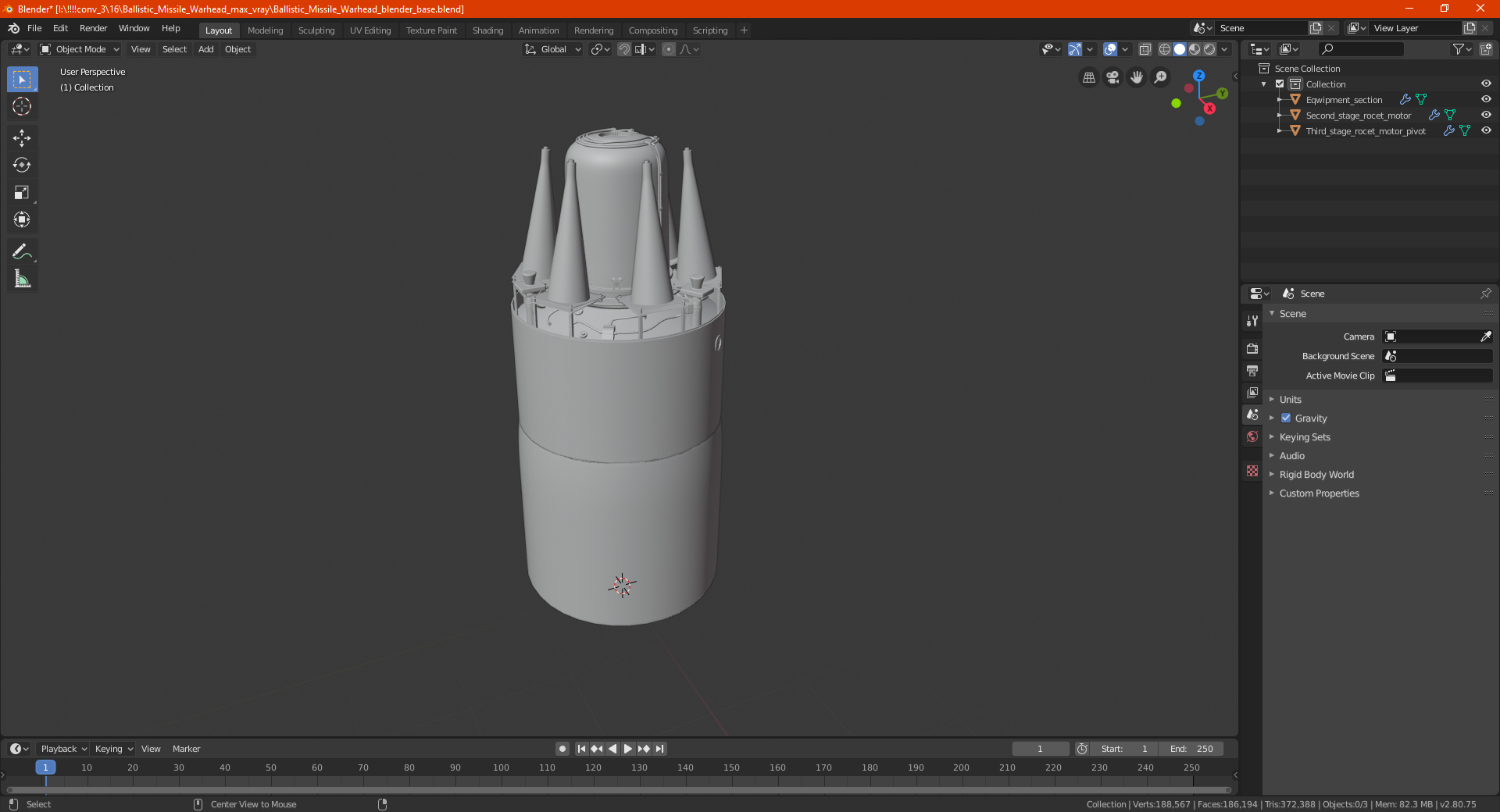 3D model Ballistic Missile Warhead