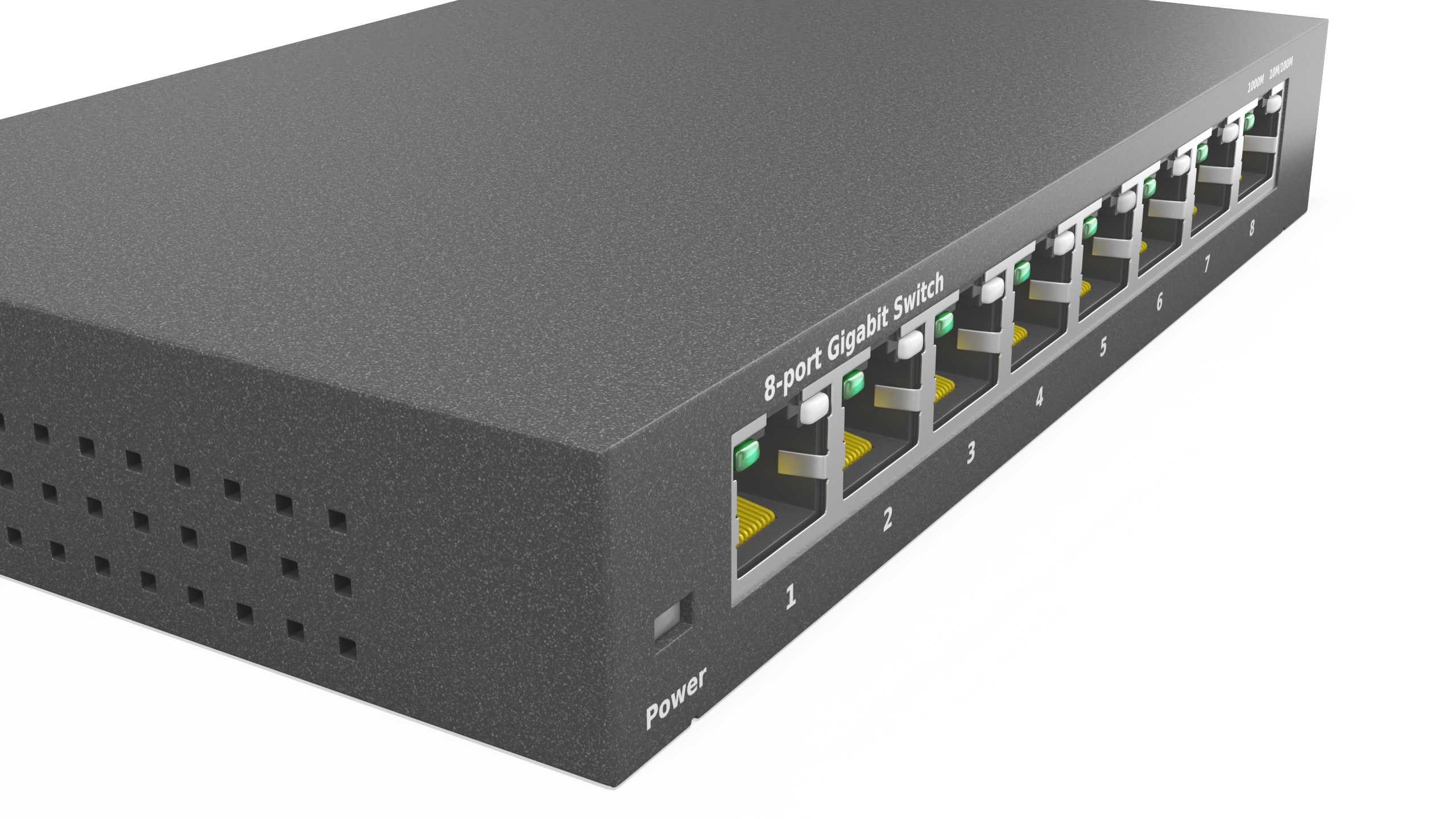 Gigabit Network Switch 8 Port Grey 3D model