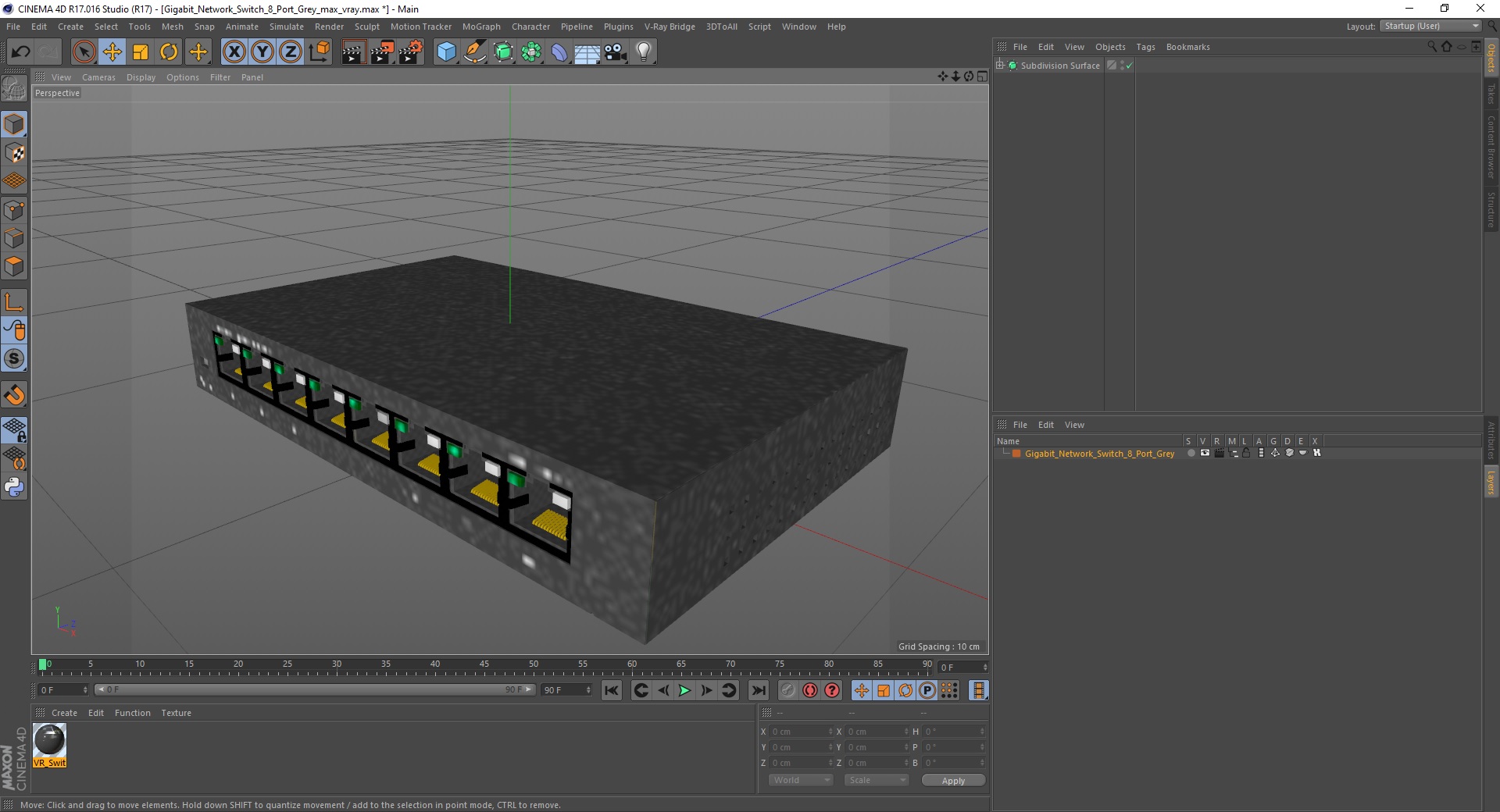 Gigabit Network Switch 8 Port Grey 3D model