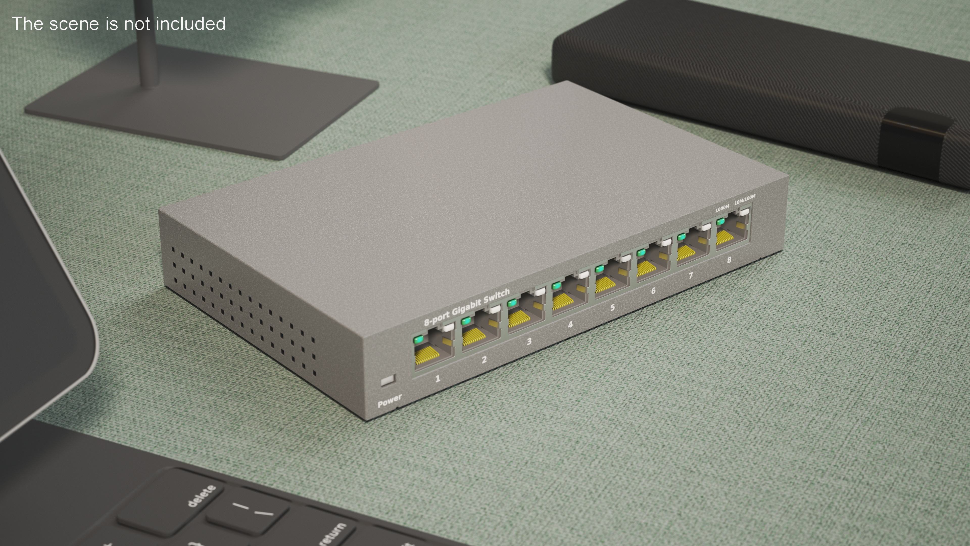 Gigabit Network Switch 8 Port Grey 3D model